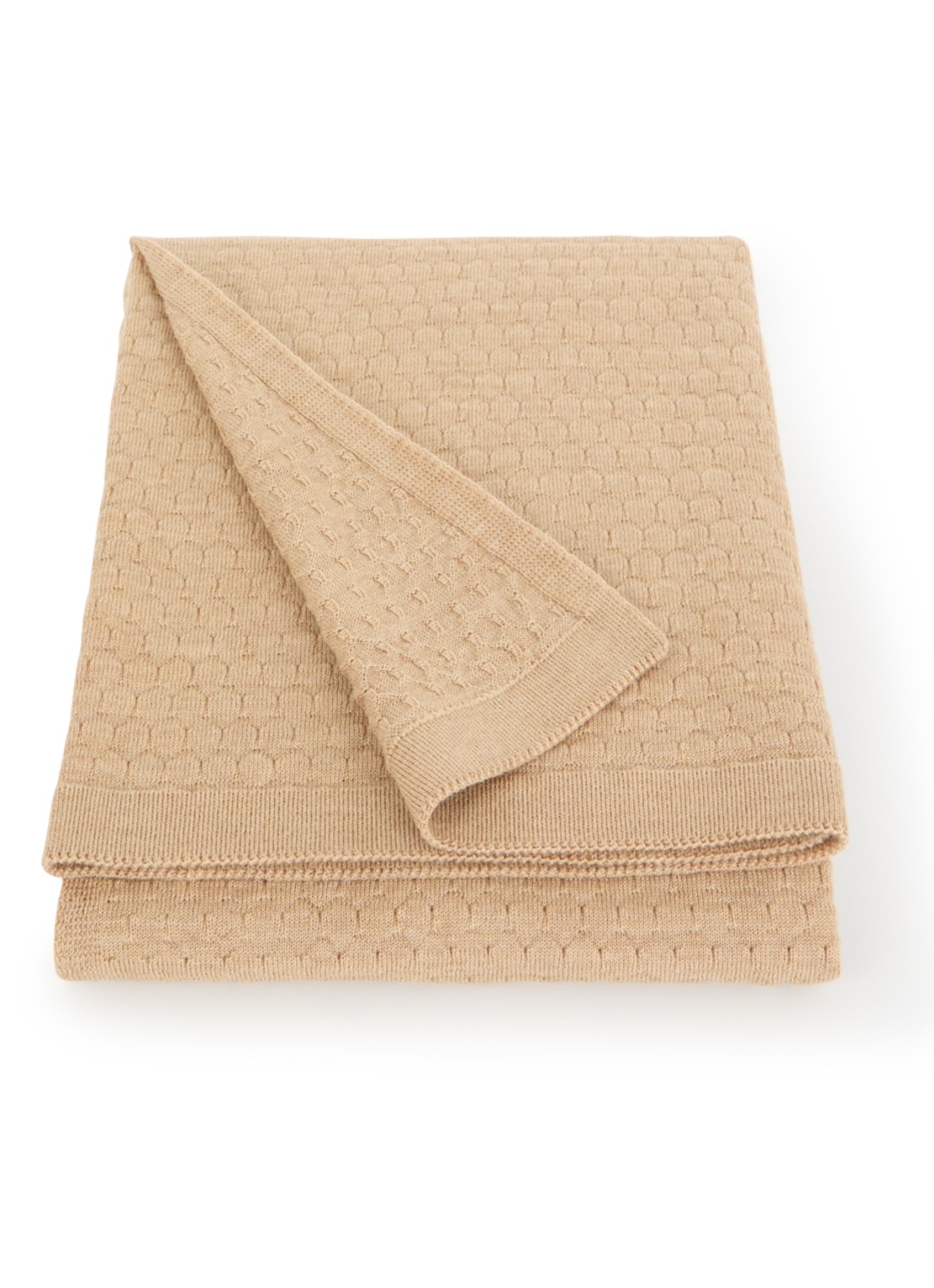 Hvid Frankie wiegdeken van merino wol 70 x 95 cm - voorkant 2 beige