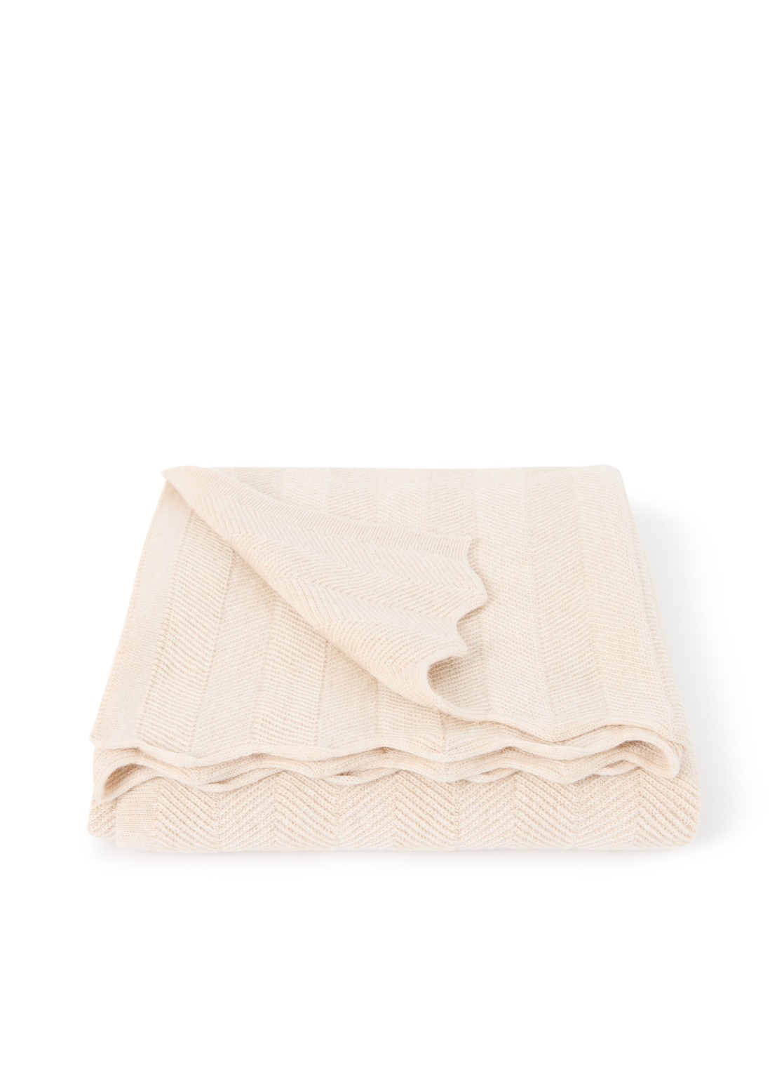Hvid Freddie wiegdeken van merino wol 100 x 75 cm - voorkant 2 beige