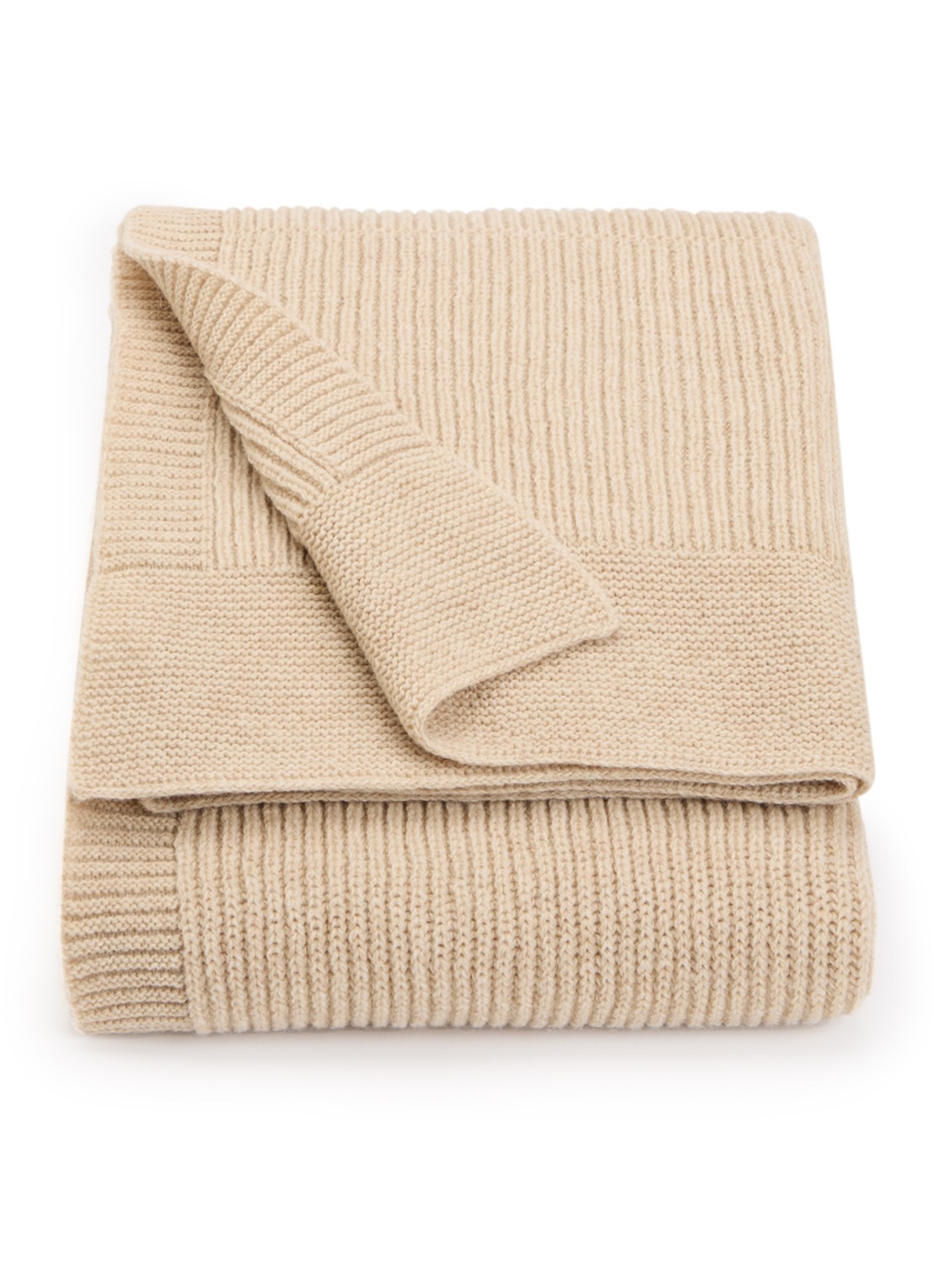 Hvid Gaston plaid van merino wol 140 x 100 cm - voorkant 2 beige