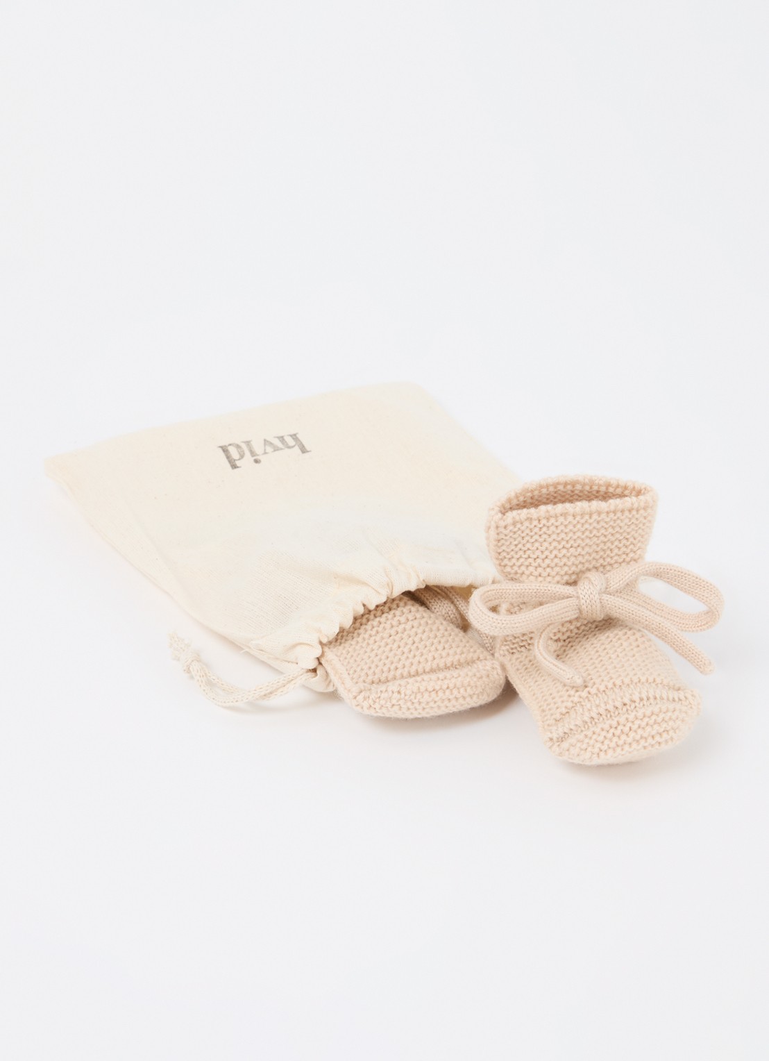 Hvid Gebreide babyslofjes van wol - detail 4 creme