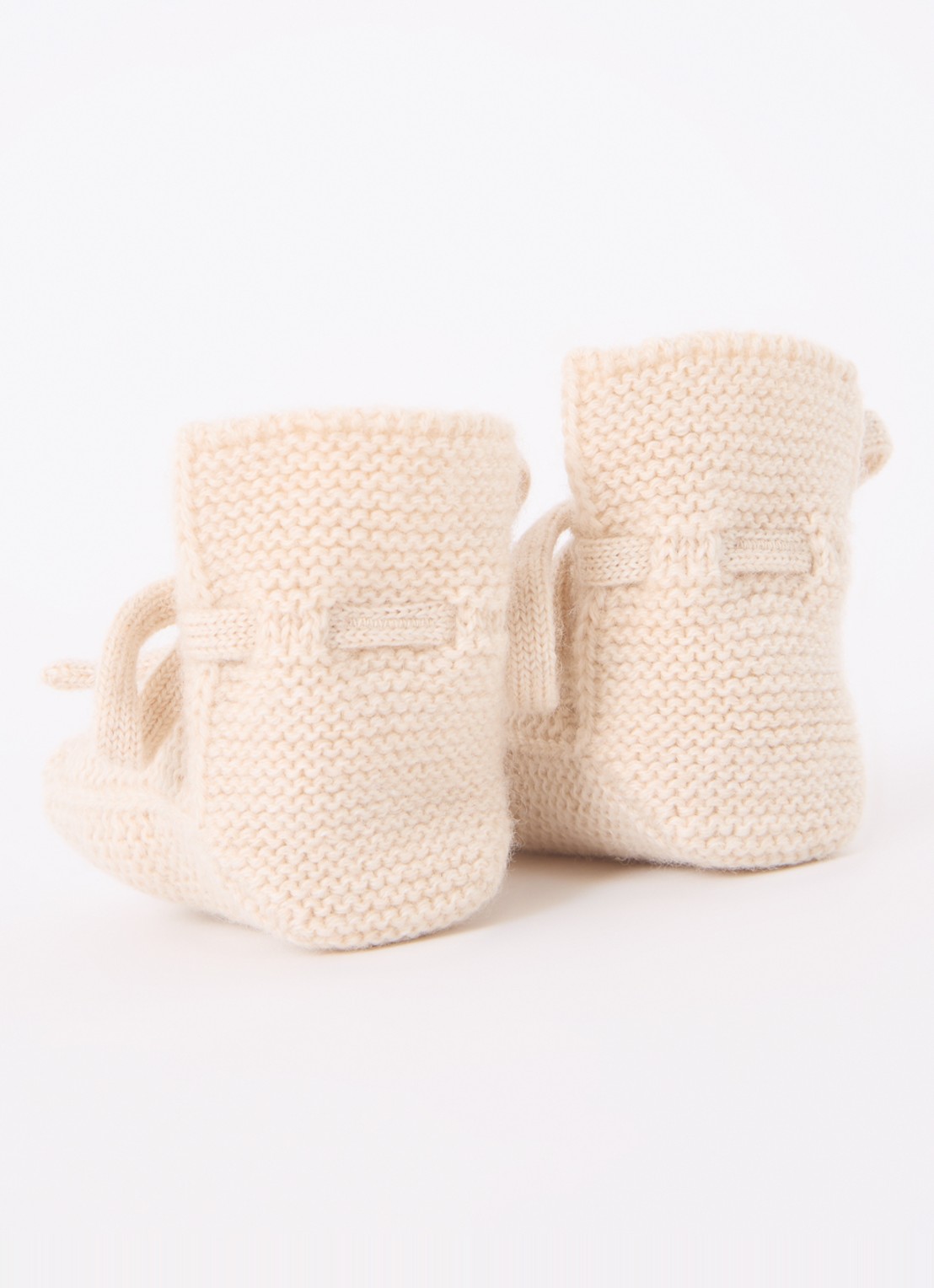 Hvid Gebreide babyslofjes van wol - achterkant 3 gebroken wit