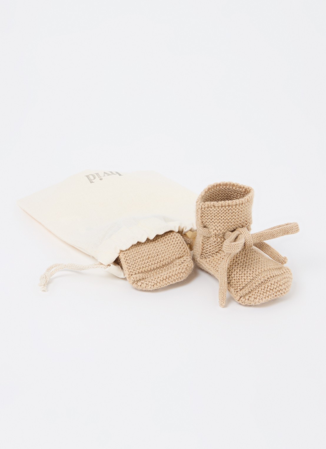 Hvid Gebreide babyslofjes van wol - detail 2 beige