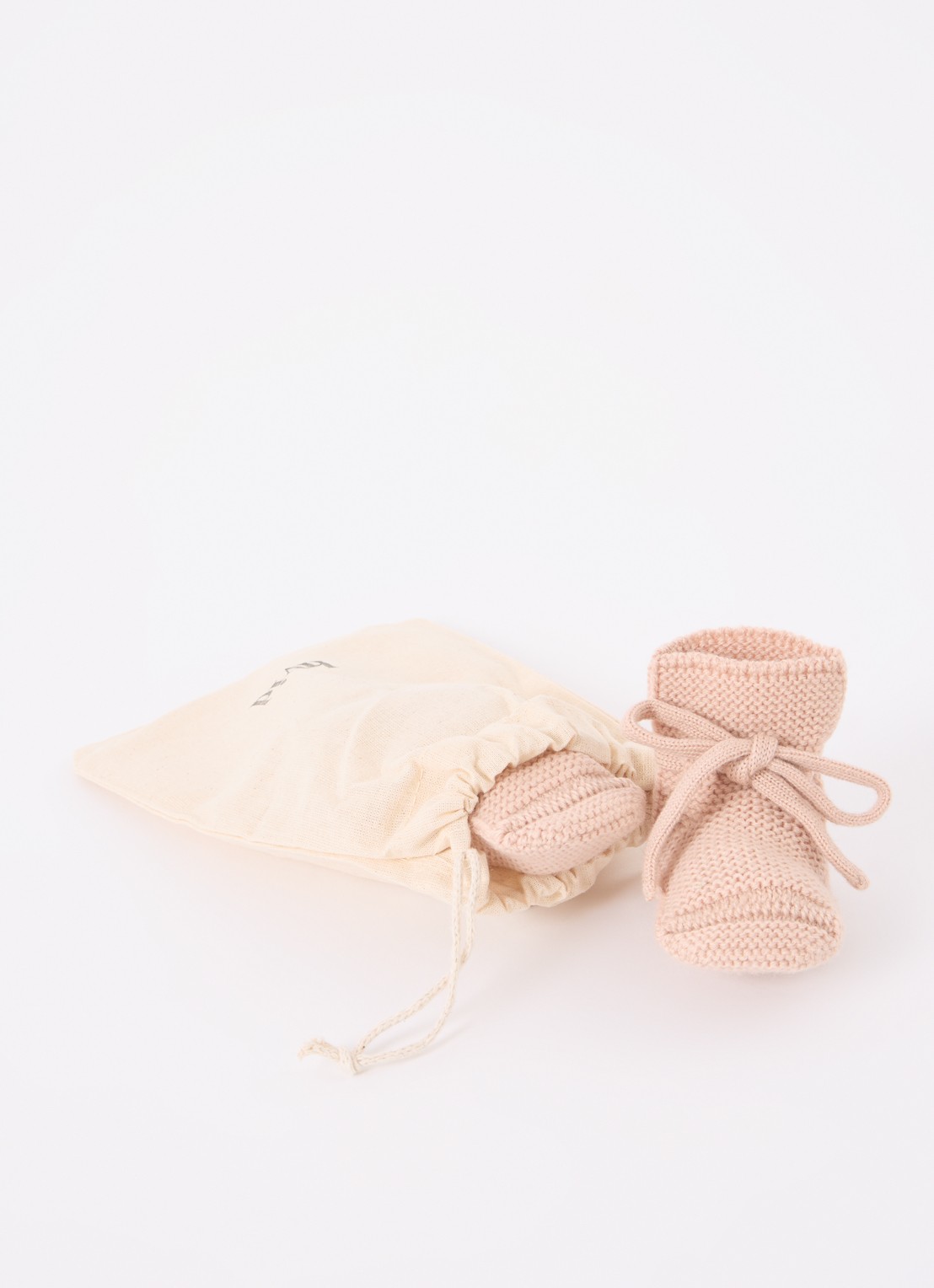 Hvid Gebreide babyslofjes van wol - detail 2 oudroze