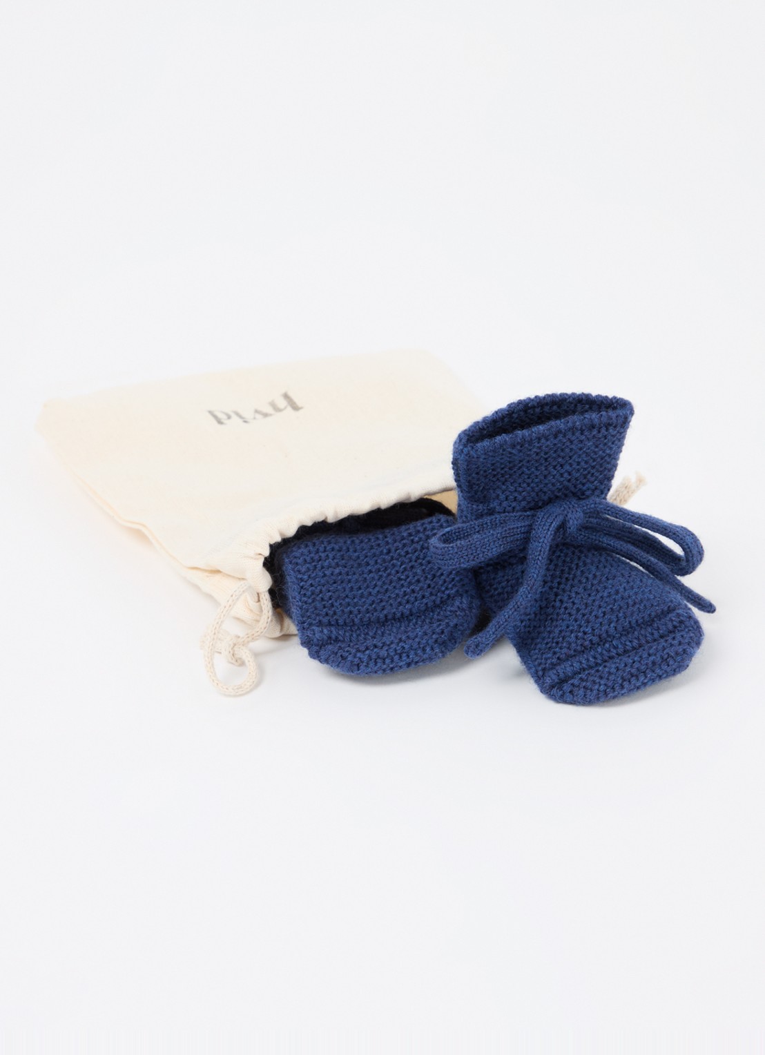 Hvid Gebreide babyslofjes van wol - detail 4 royalblauw