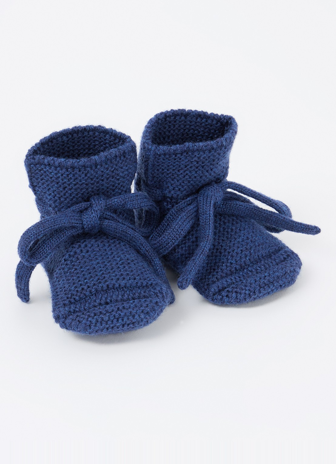 Hvid Gebreide babyslofjes van wol - voorkant 2 royalblauw