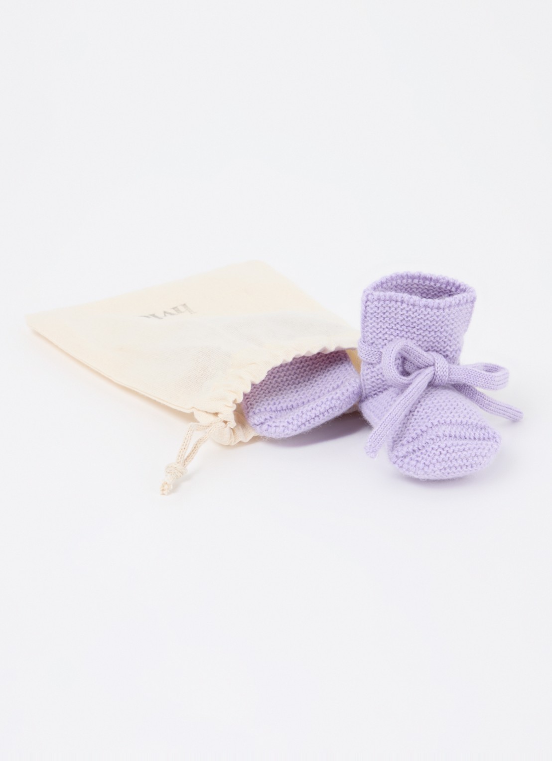 Hvid Gebreide babyslofjes van wol - detail lila