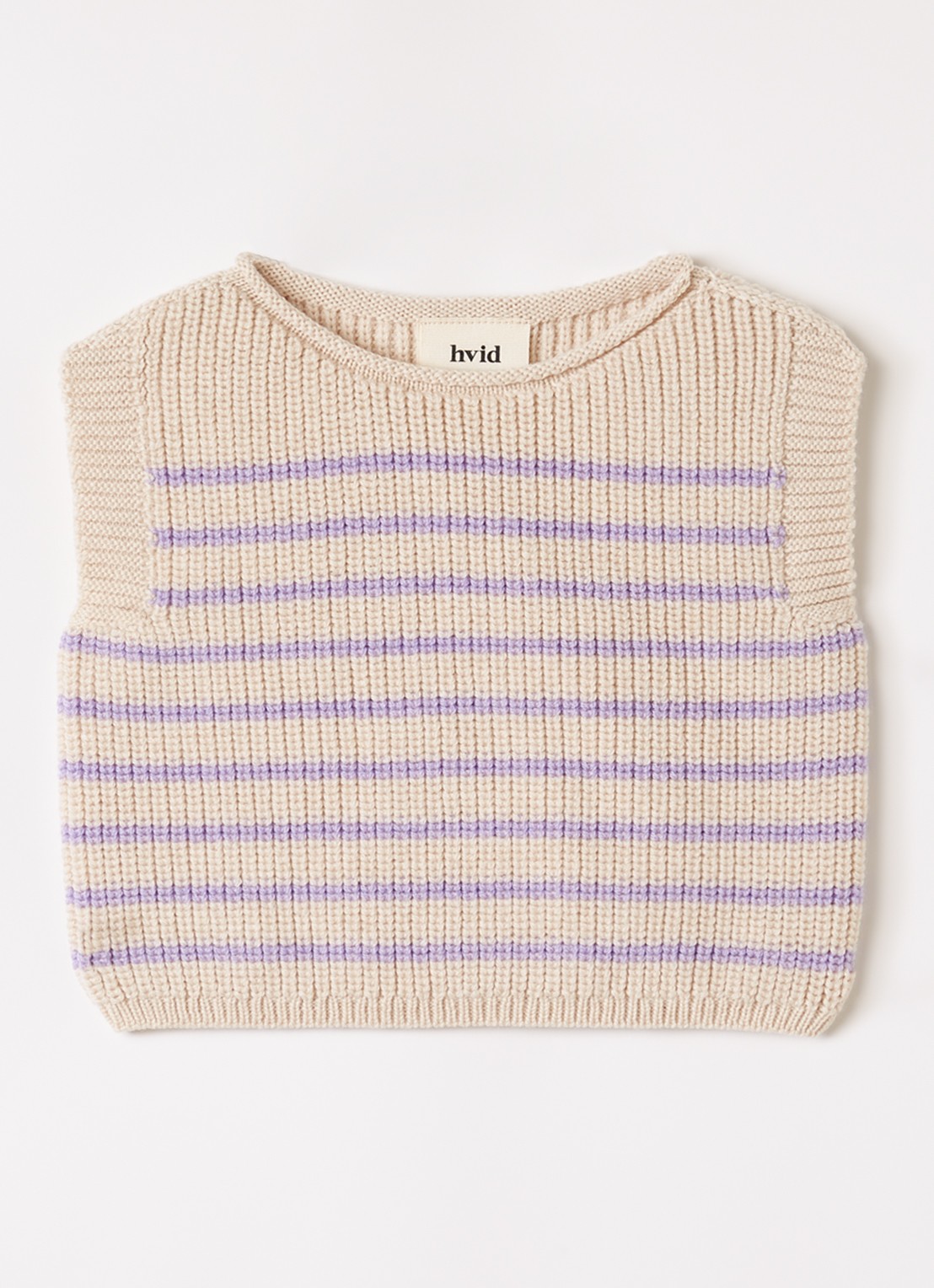 Hvid Harvey grofgebreide spencer van merino wol - voorkant beige