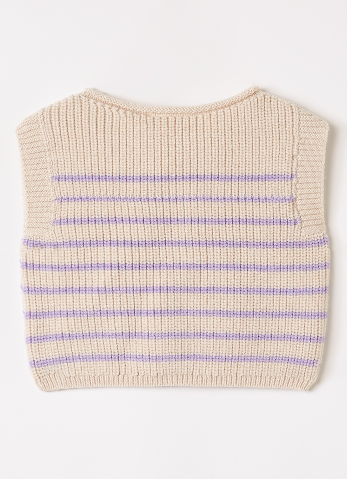 Hvid Harvey grofgebreide spencer van merino wol - voorkant 2 beige