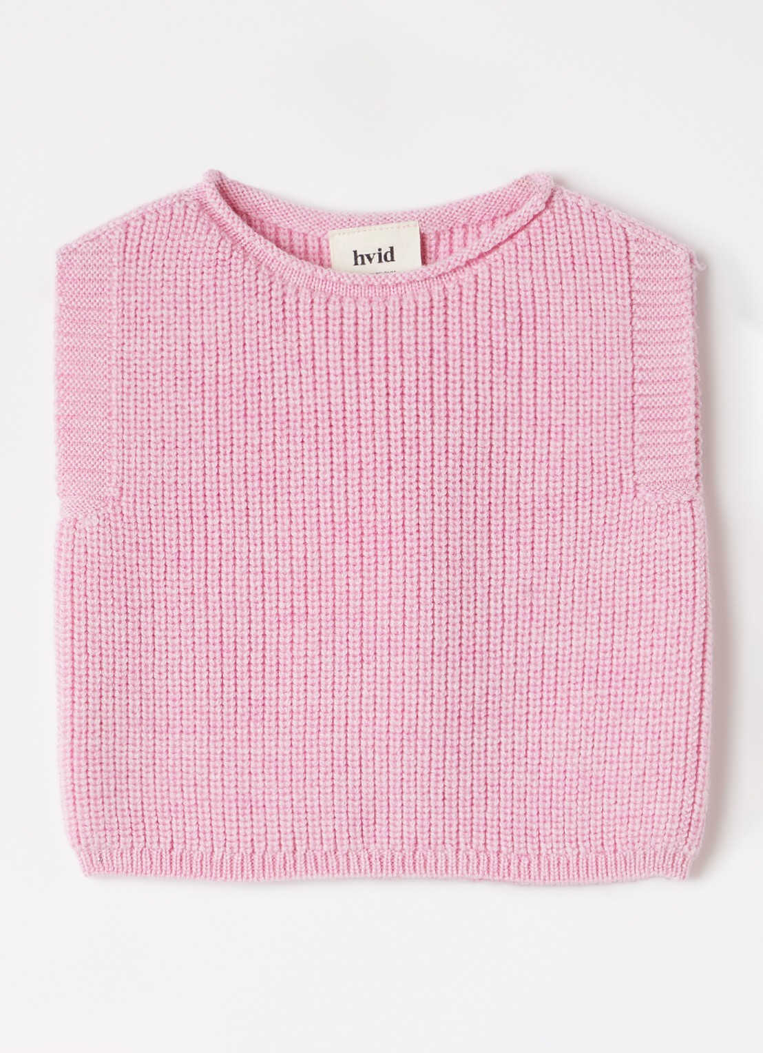 Hvid Harvey grofgebreide spencer van merino wol - voorkant roze