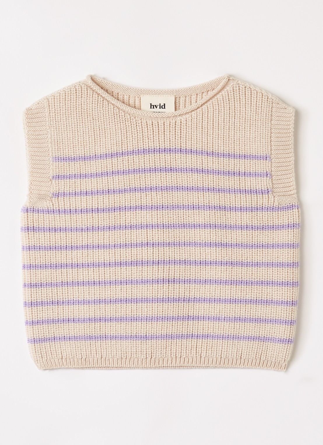 Hvid Harvey grofgebreide spencer van merino wol - voorkant beige