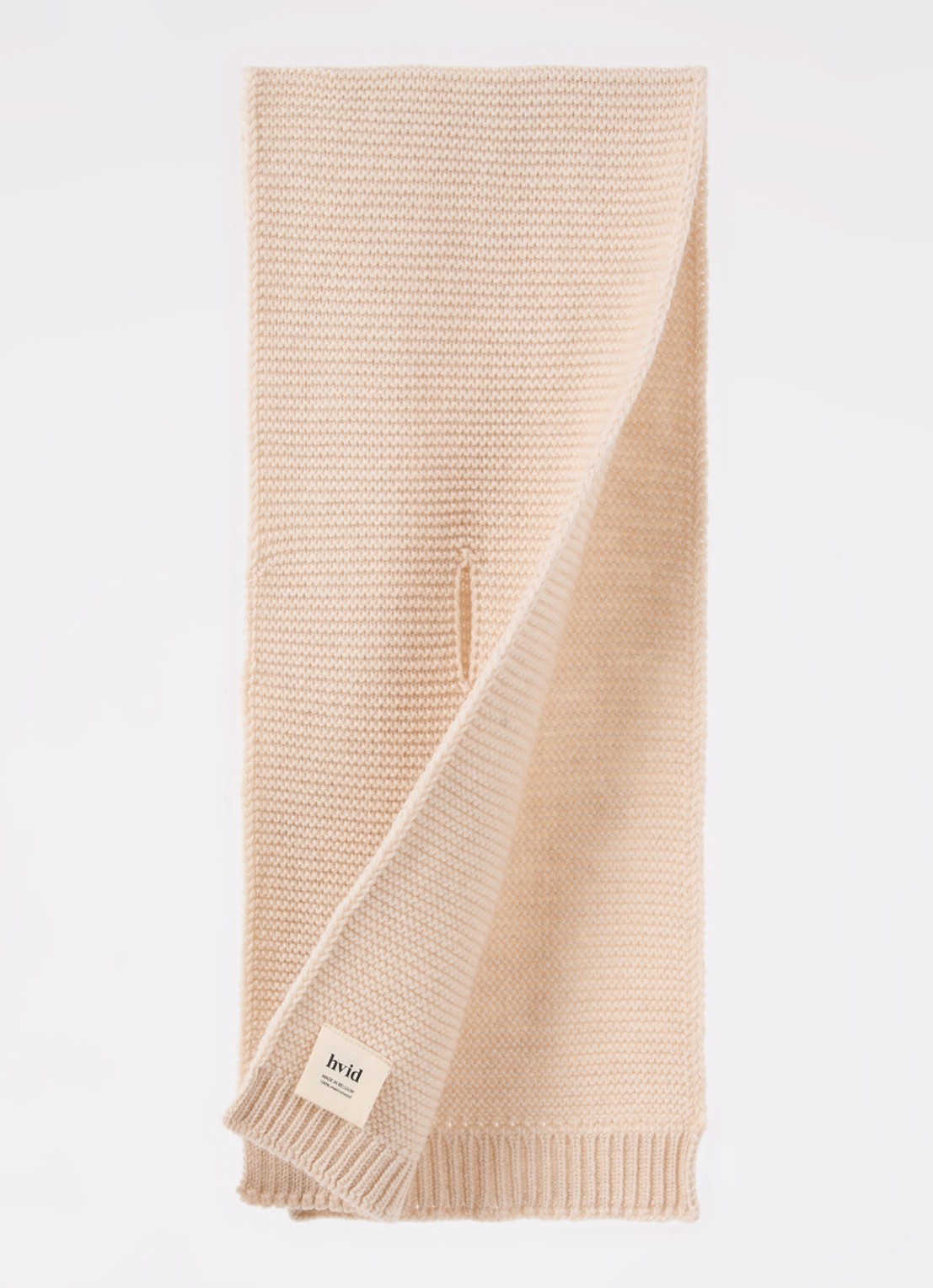Hvid Ivo sjaal van merino wol 90 x 20 cm - detail beige