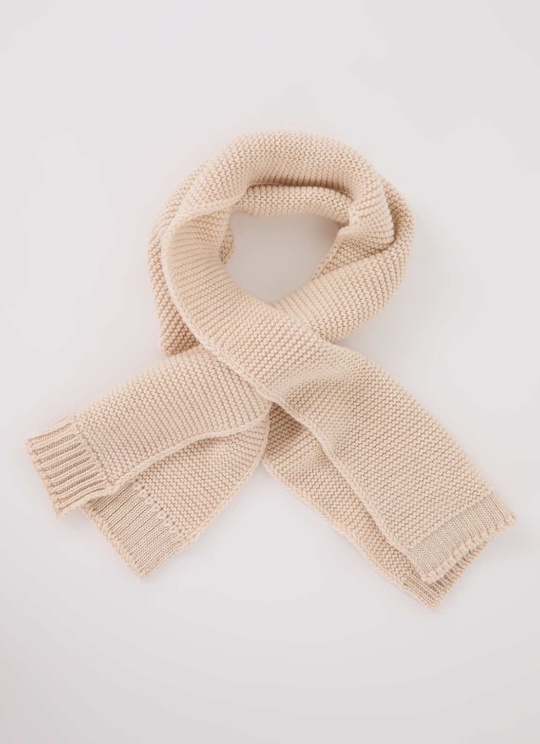 Hvid Ivo sjaal van merino wol 90 x 20 cm - voorkant 3 beige