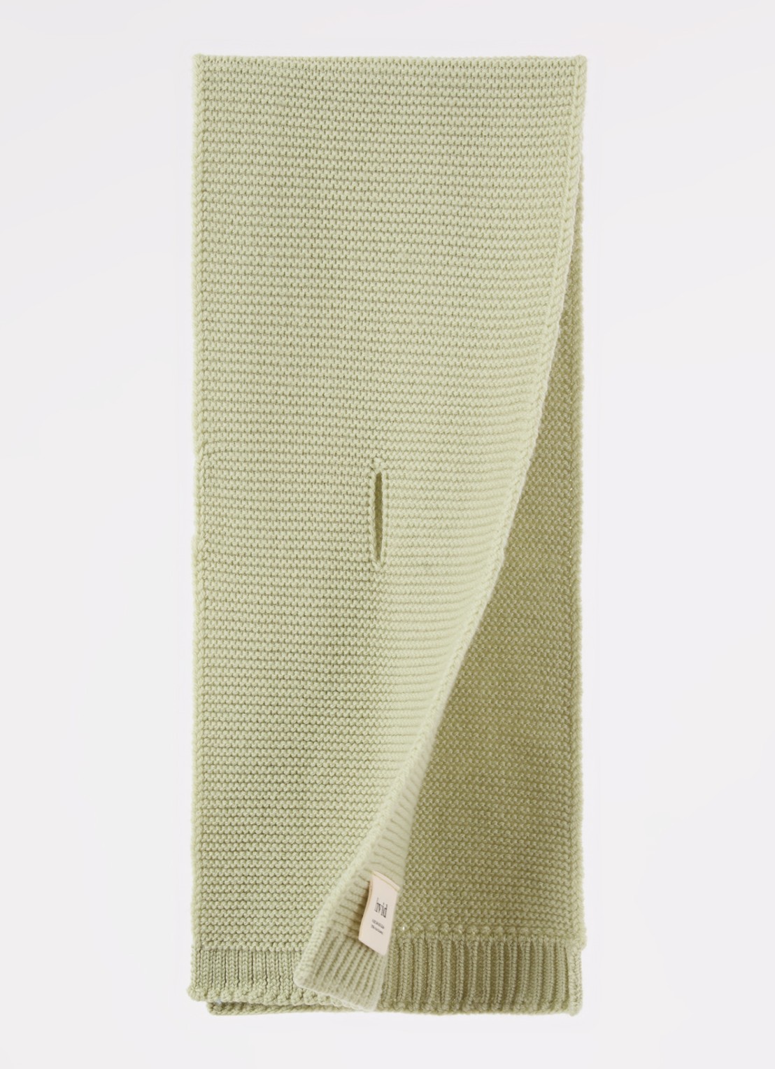 Hvid Ivo sjaal van merino wol 90 x 20 cm - detail lichtgroen