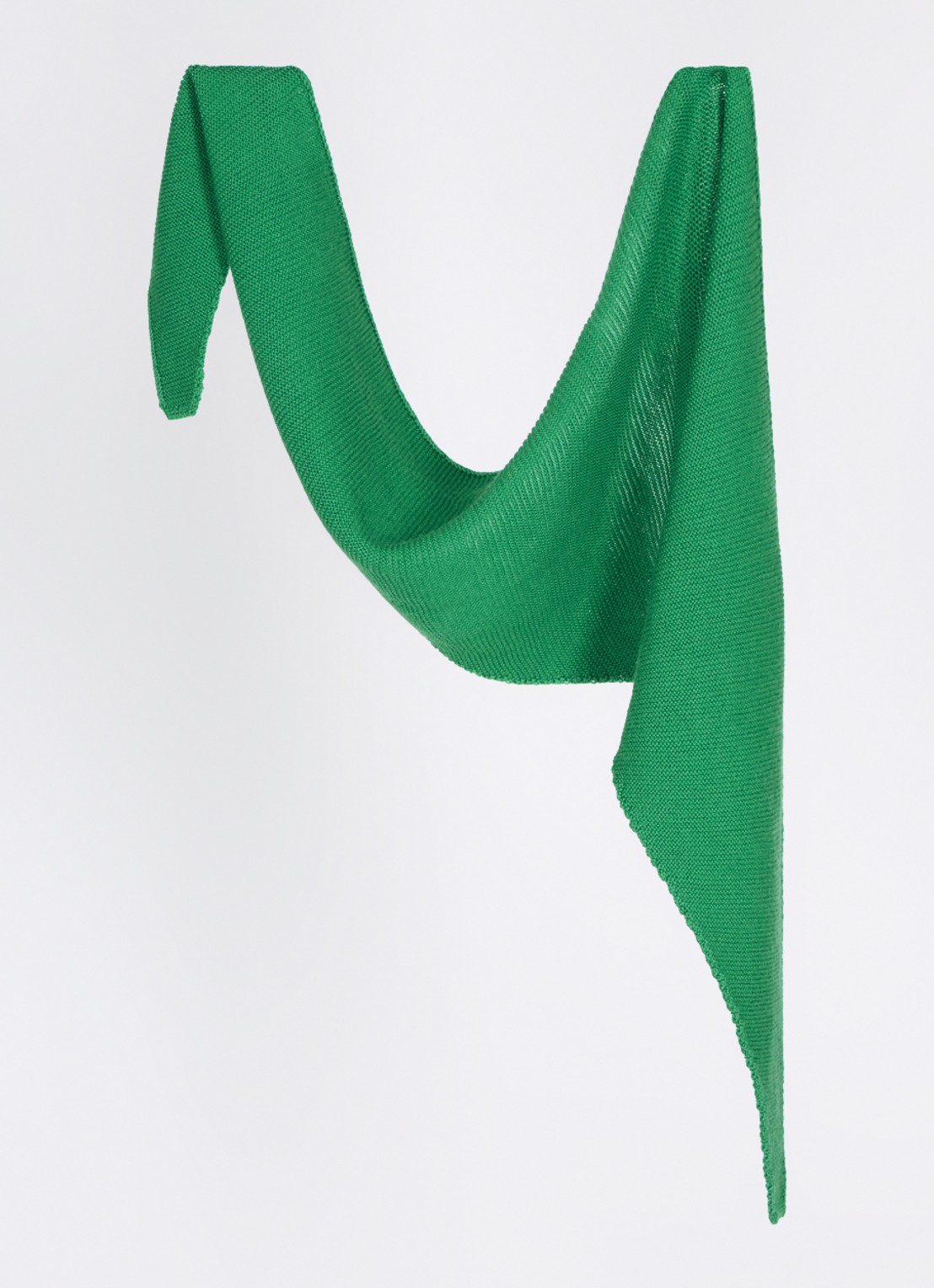 Hvid Josephina grofgebreide sjaal van merino wol 135 x 35 cm - detail 3 groen