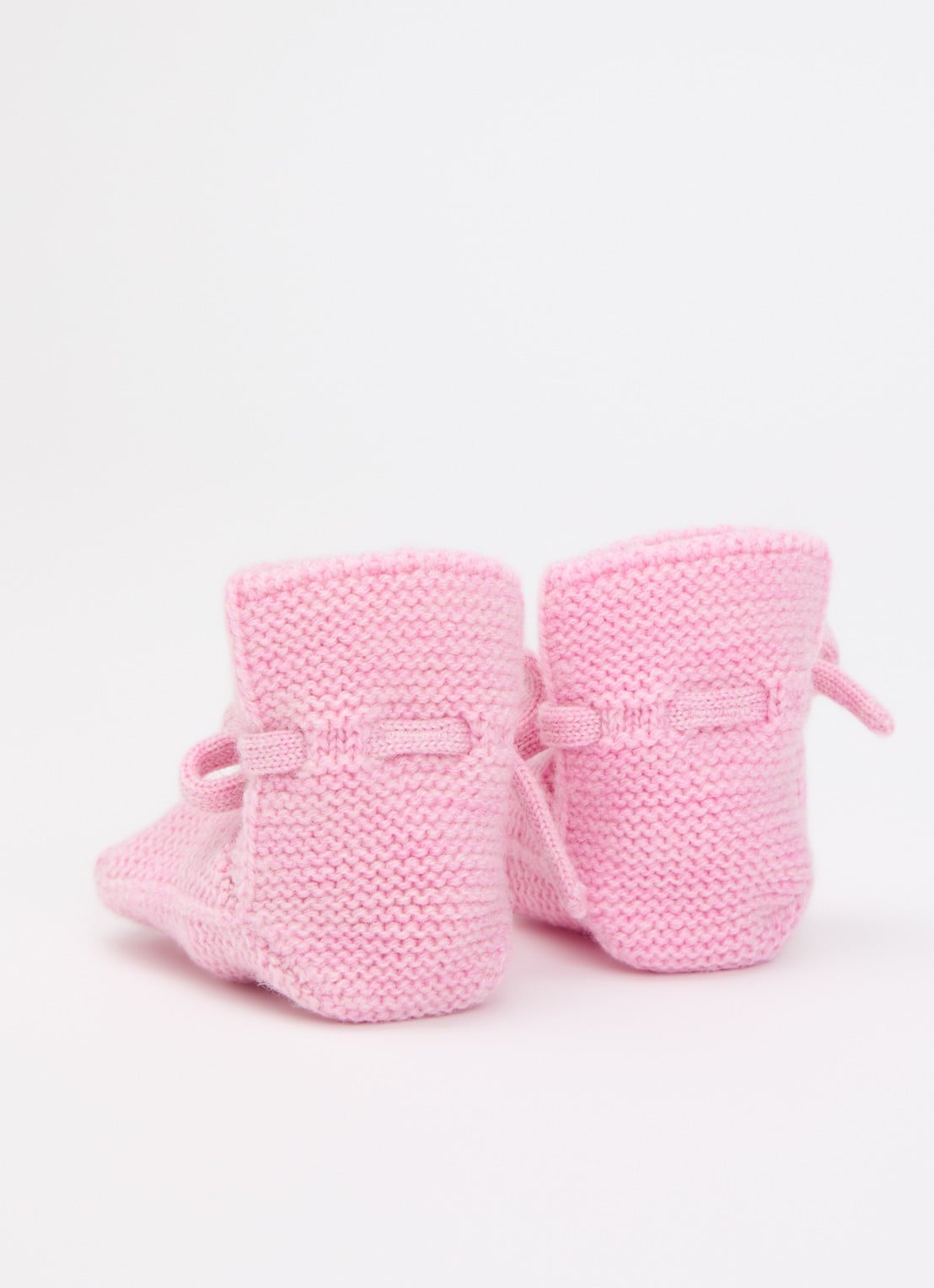 Hvid Original Booties babyslofje met strikdetail - achterkant 3 lichtroze