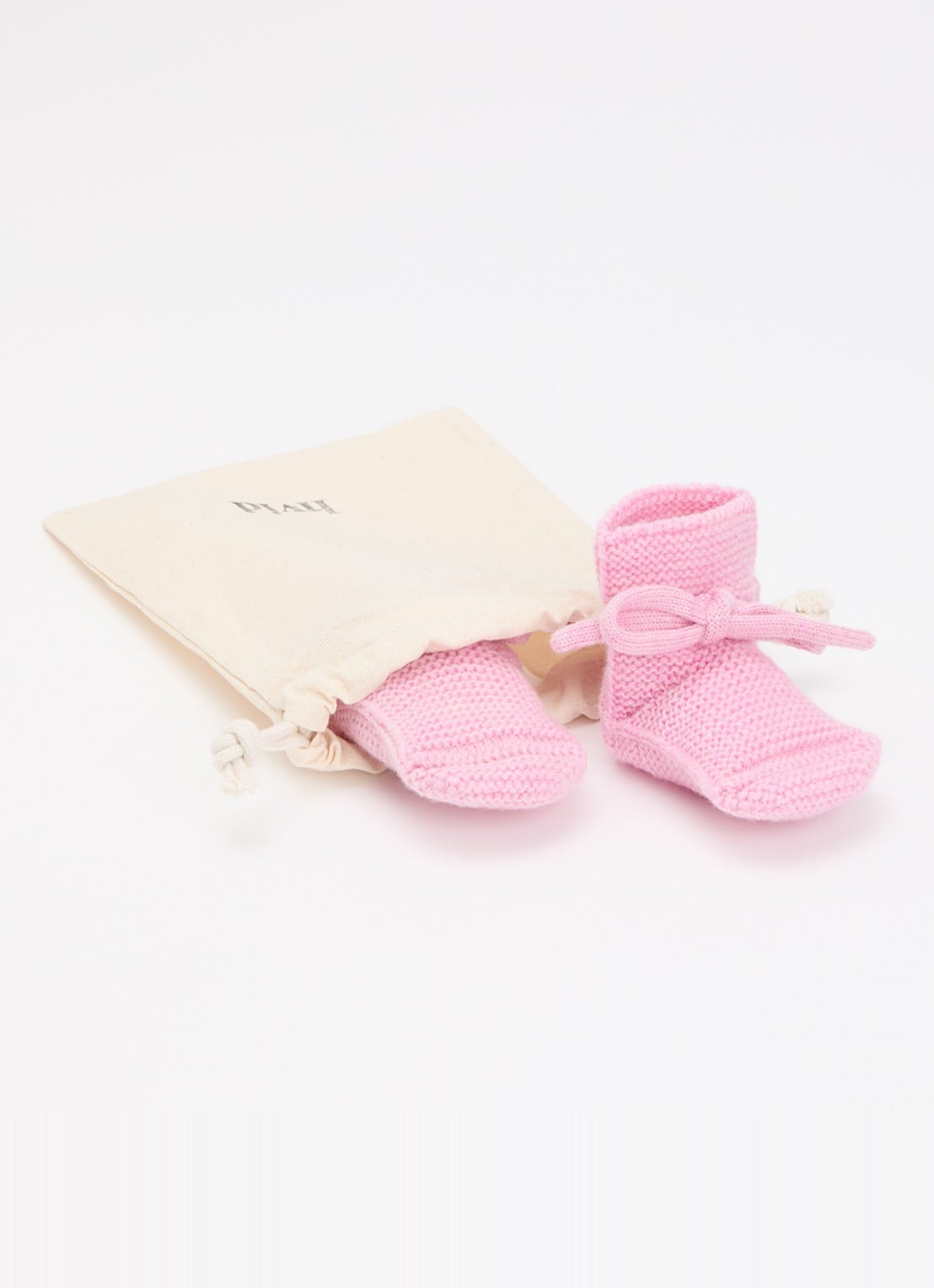 Hvid Original Booties babyslofje met strikdetail - voorkant 2 lichtroze