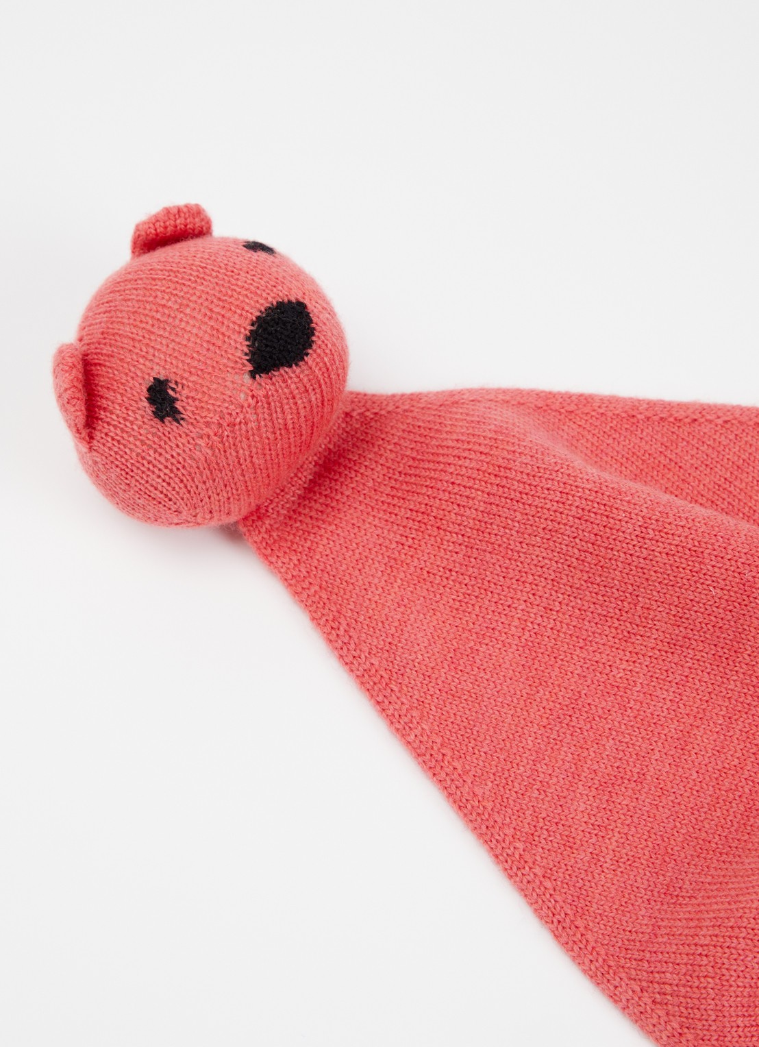Hvid Teddy Tokki knuffeldoekje 35 cm - detail koraalrood