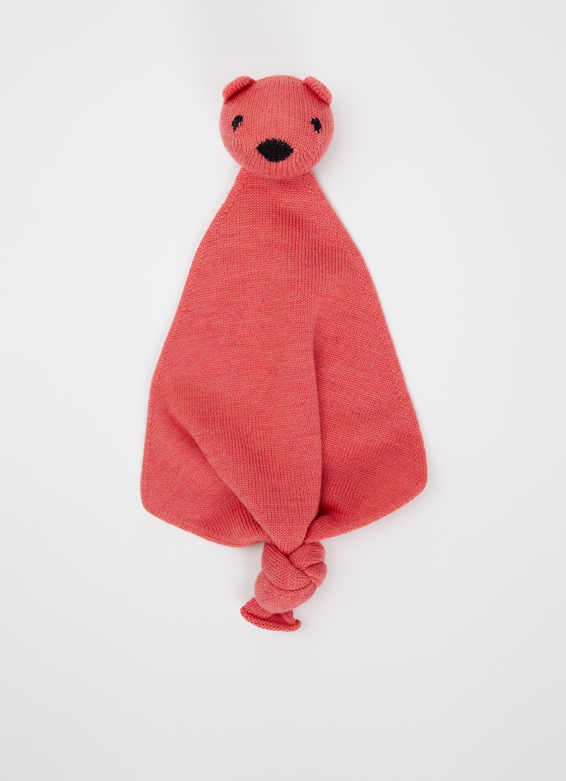 Hvid Teddy Tokki knuffeldoekje 35 cm - voorkant 2 koraalrood