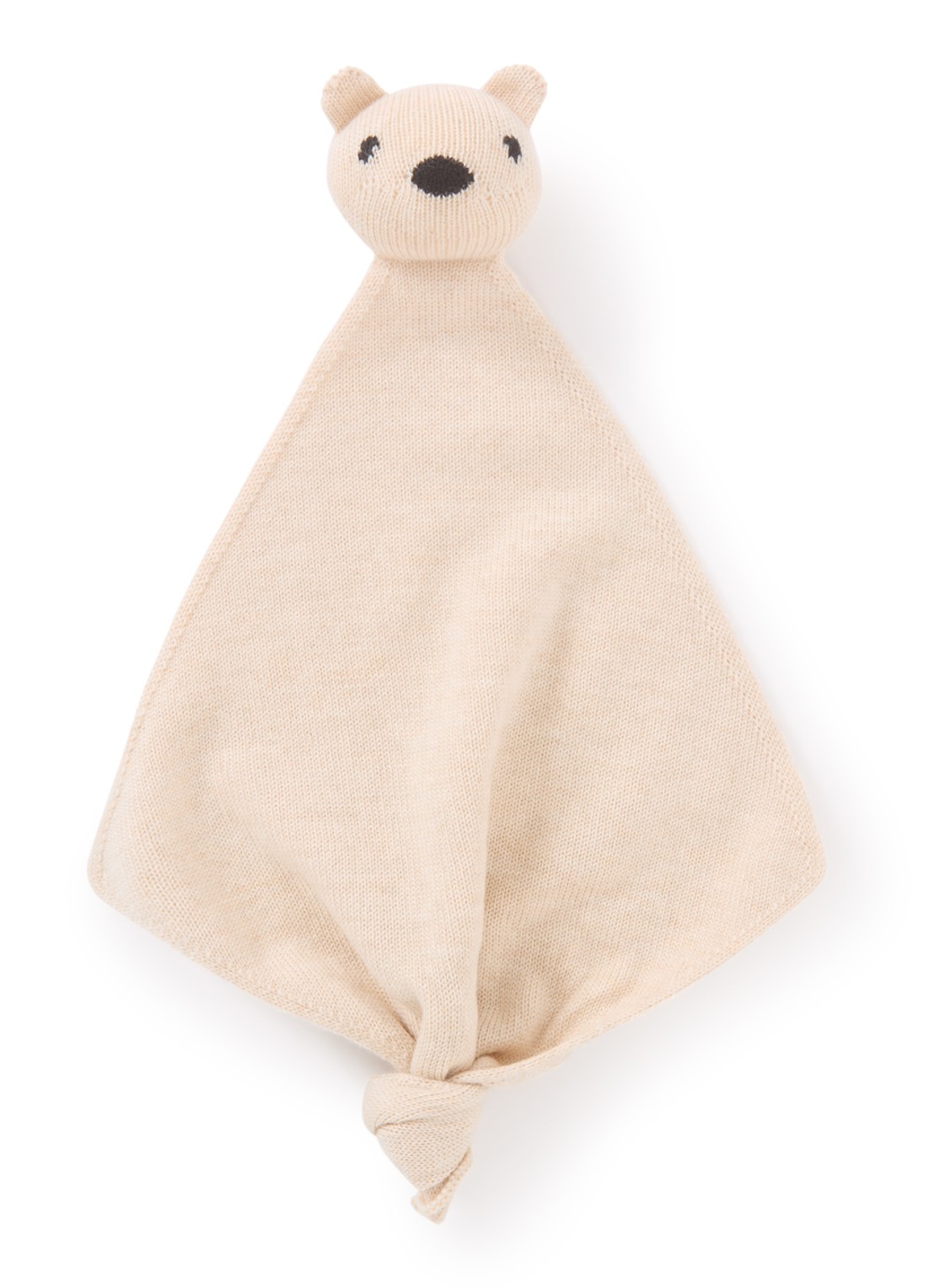 Hvid Teddy Tokki knuffeldoekje van merino wol 35 cm - voorkant 2 beige