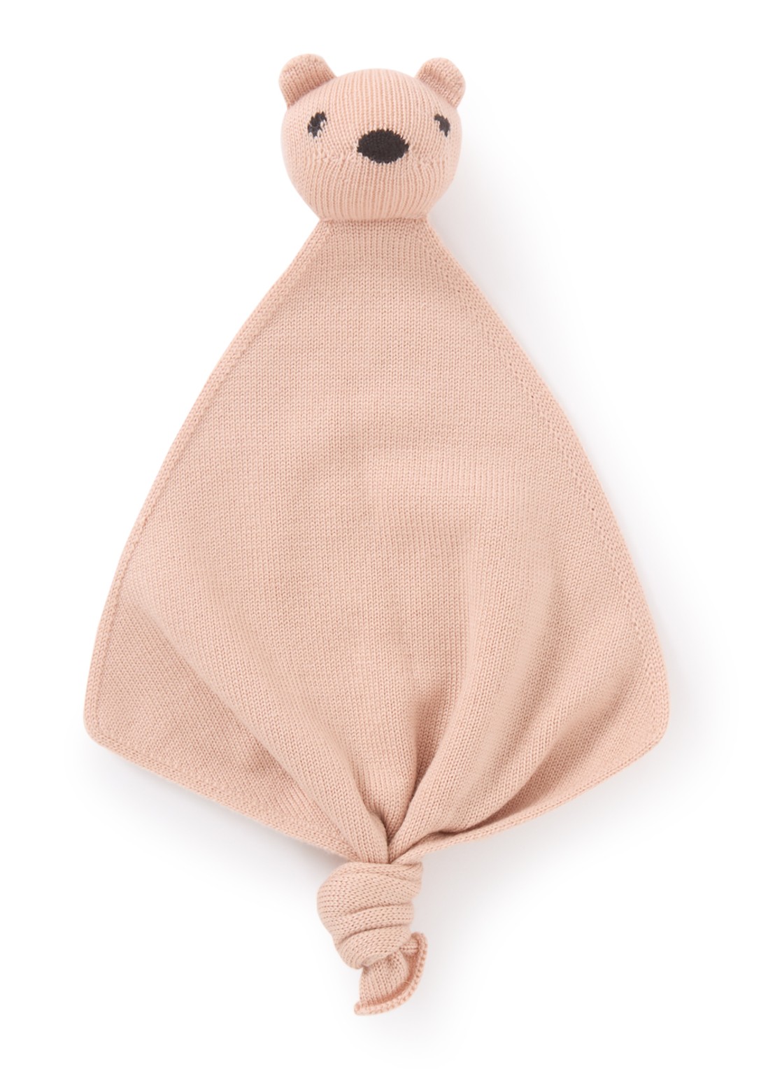 Hvid Teddy Tokki knuffeldoekje van merino wol 35 cm - voorkant oudroze