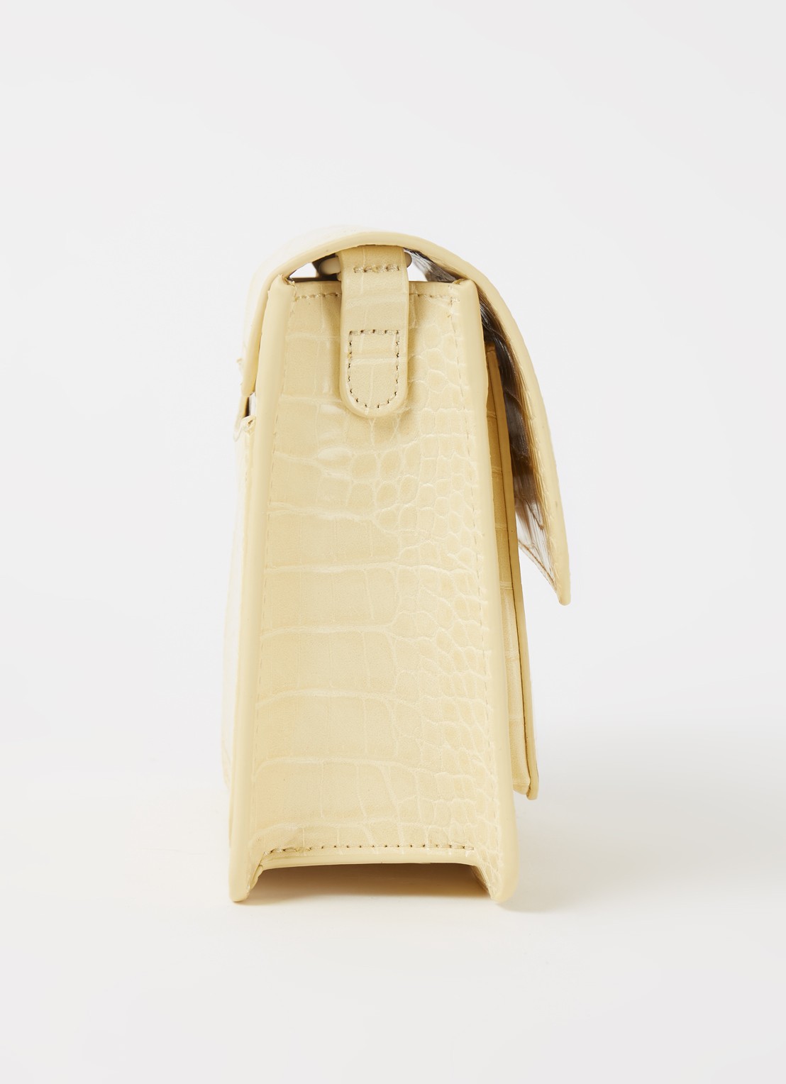 HVISK Cayman crossbodytas met crocostructuur - detail 4 lichtgeel