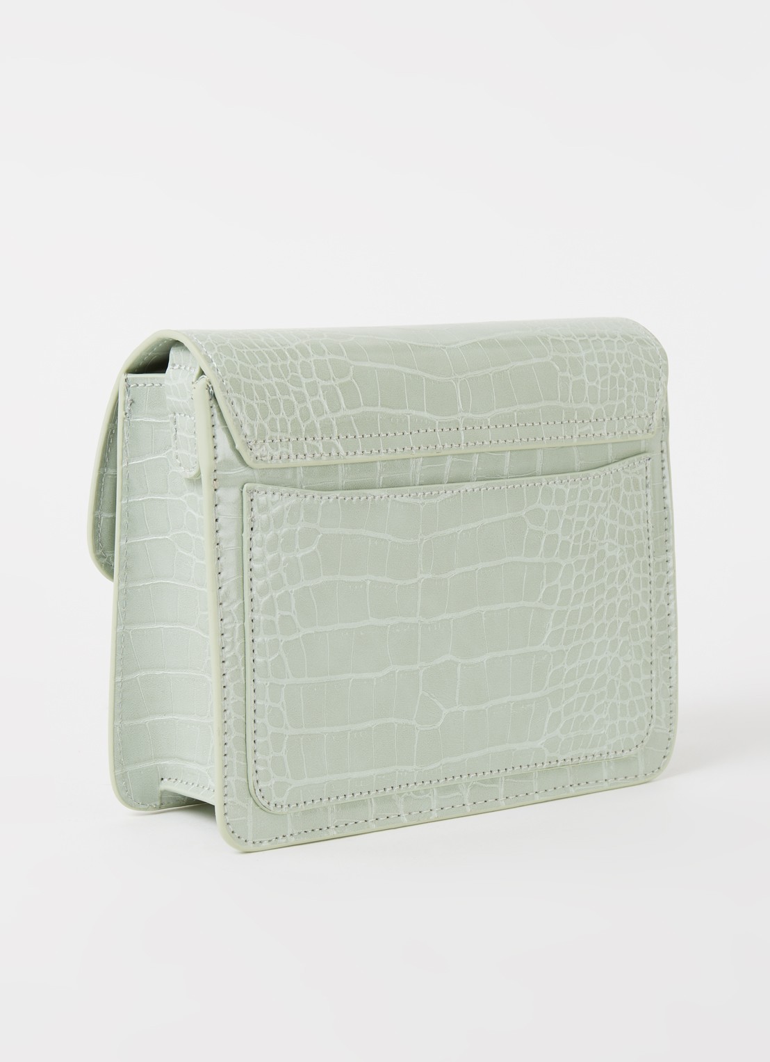 HVISK Cayman crossbodytas met crocostructuur - achterkant lindegroen