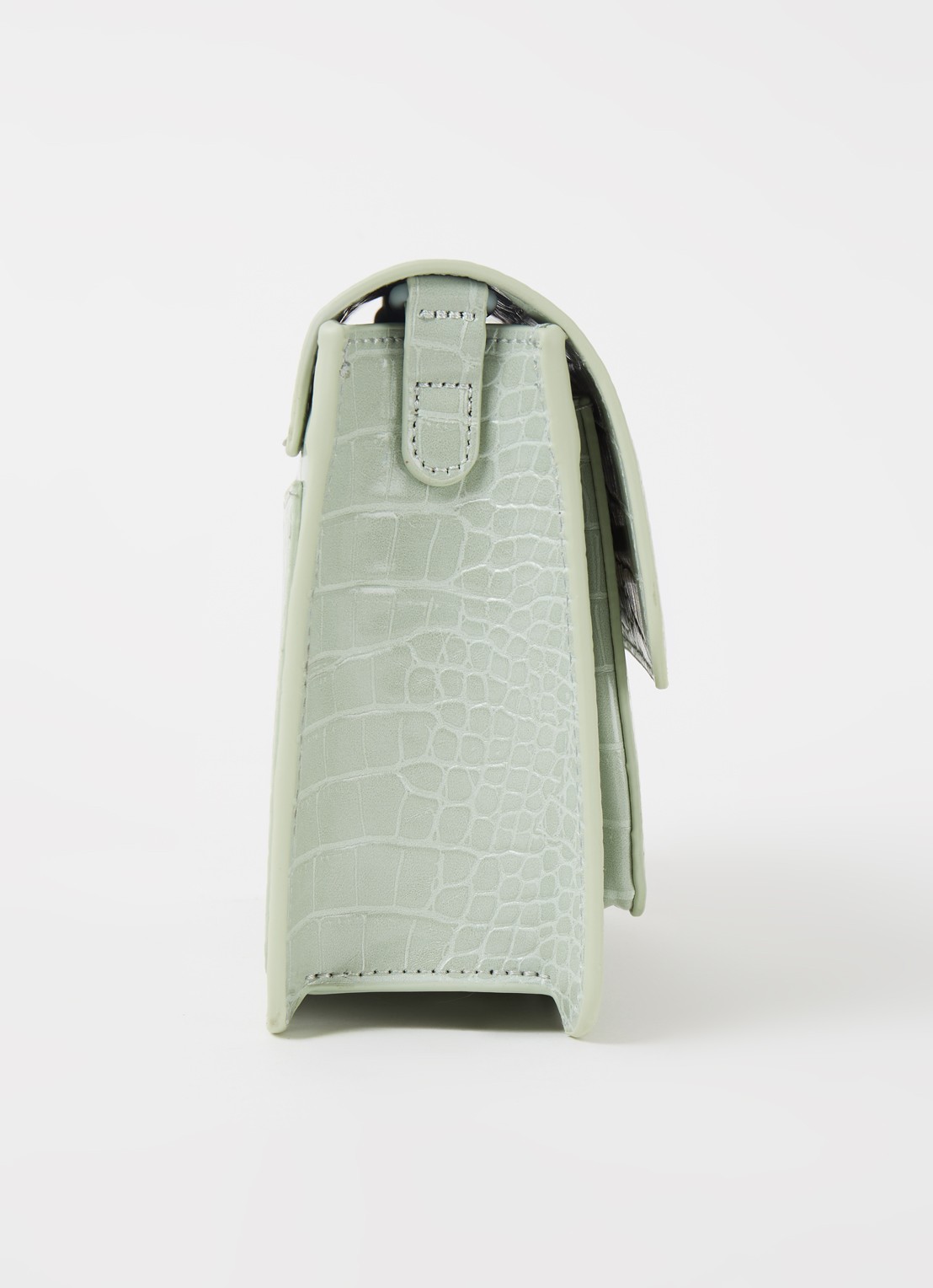 HVISK Cayman crossbodytas met crocostructuur - detail 3 lindegroen