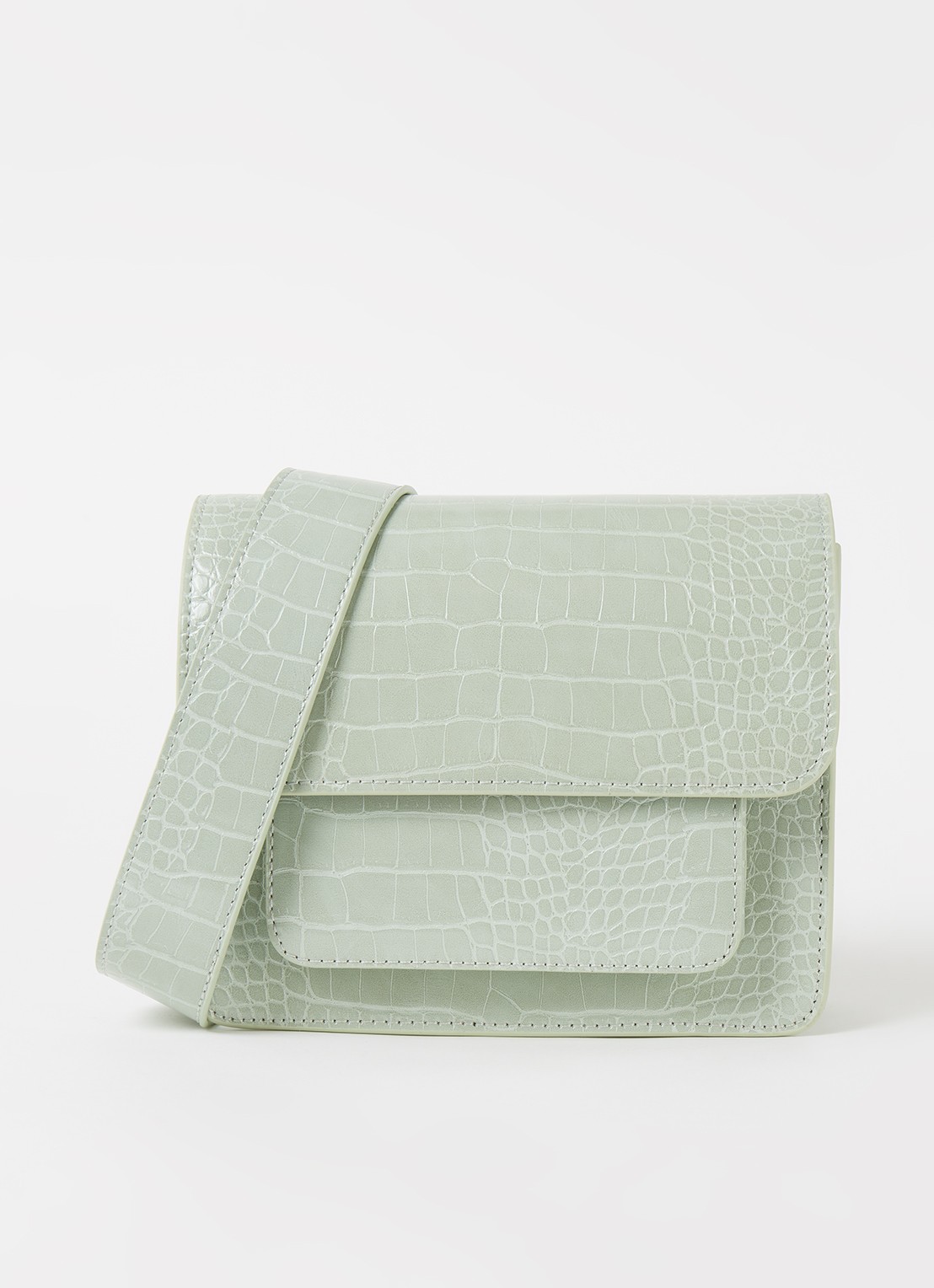 HVISK Cayman crossbodytas met crocostructuur - voorkant 4 lindegroen