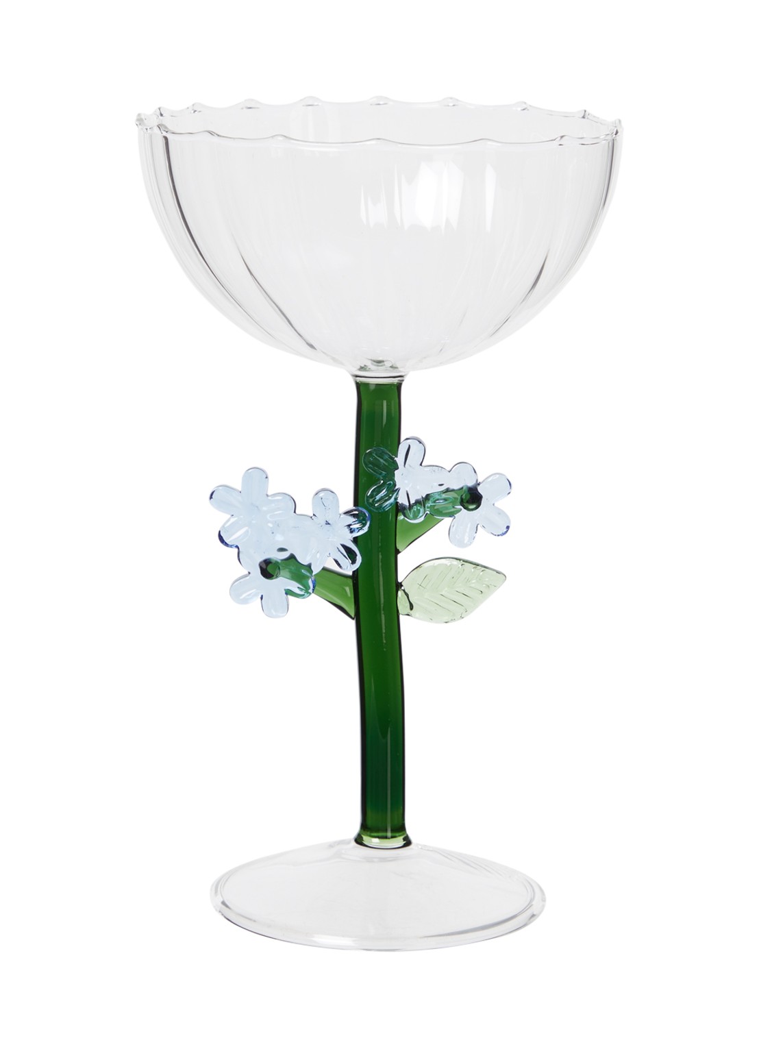 Ichendorf Milano Blue Flower champagneglas 28 cl - voorkant transparant