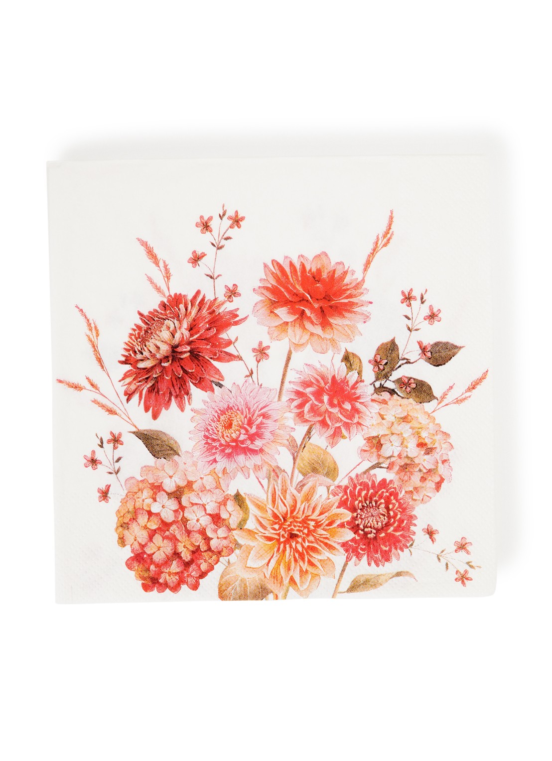 Ihr Ideal Home Autumn Bouquet Allover servet 33 x 33 cm set van 20 - voorkant zalmroze