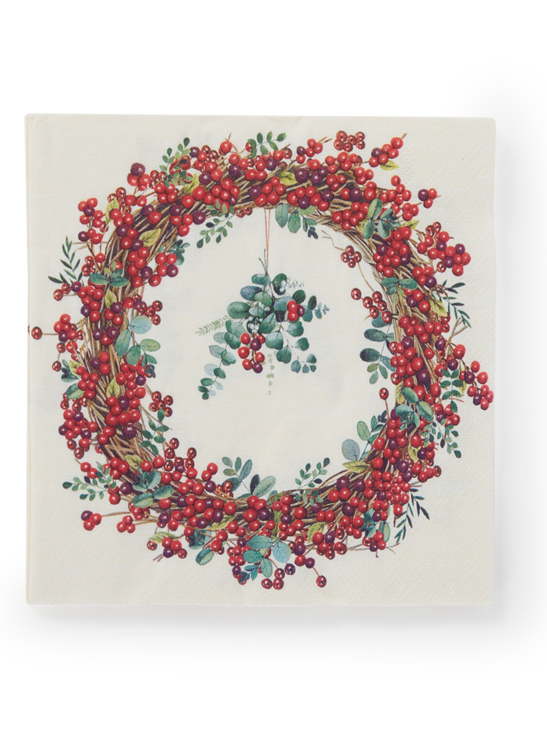 Ihr Ideal Home Berry Wreath servetten 33 x 33 cm - voorkant rood
