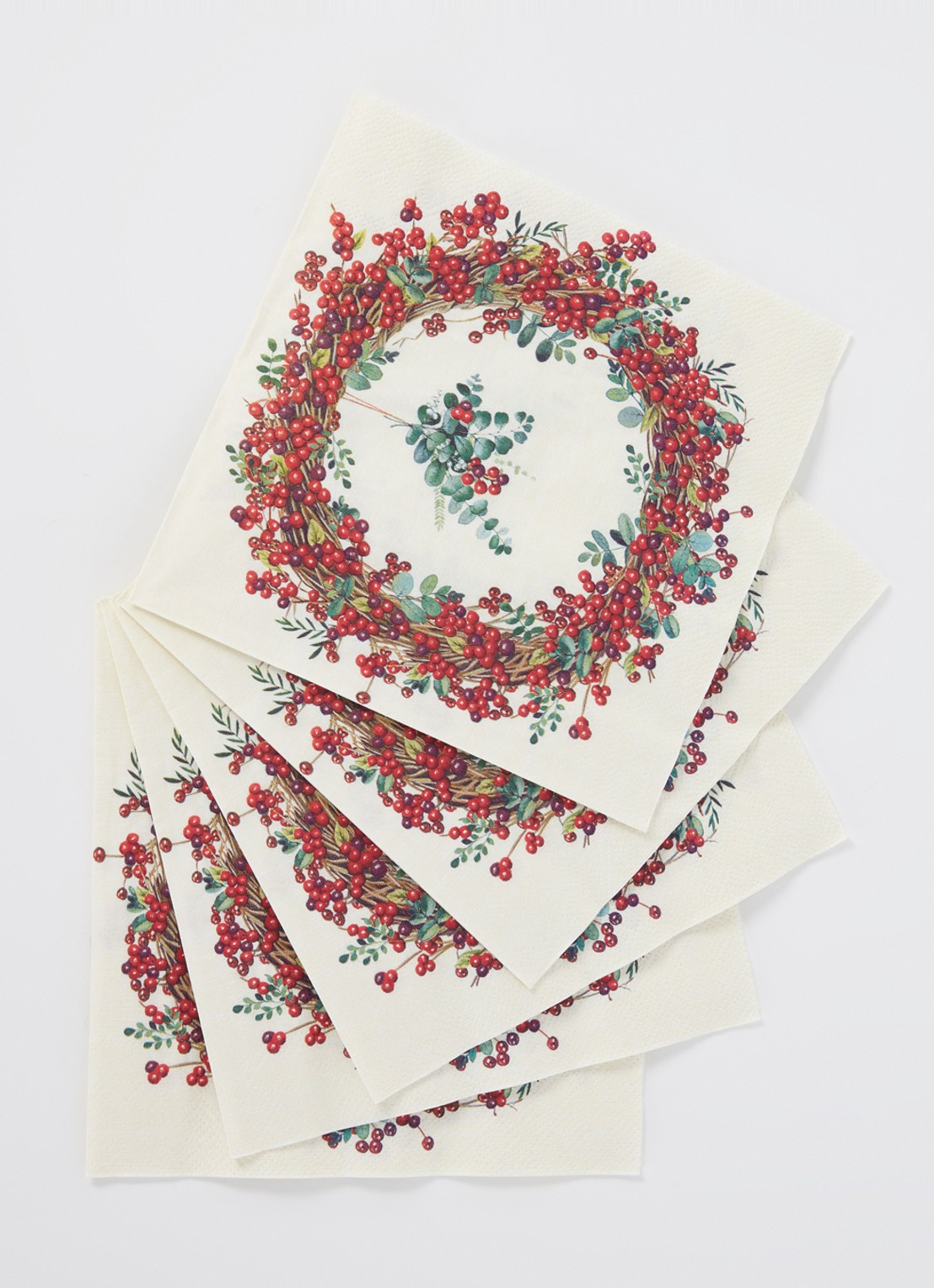 Ihr Ideal Home Berry Wreath servetten 33 x 33 cm - voorkant 2 rood