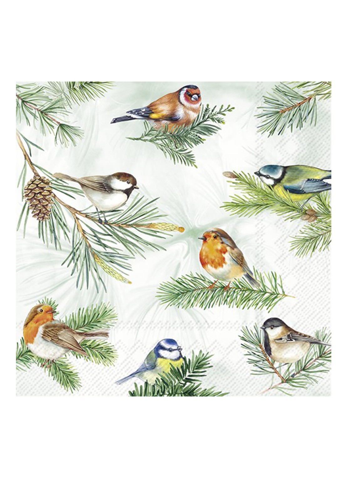 Ihr Ideal Home Charming Birds servetten 33 x 33 cm - voorkant groen