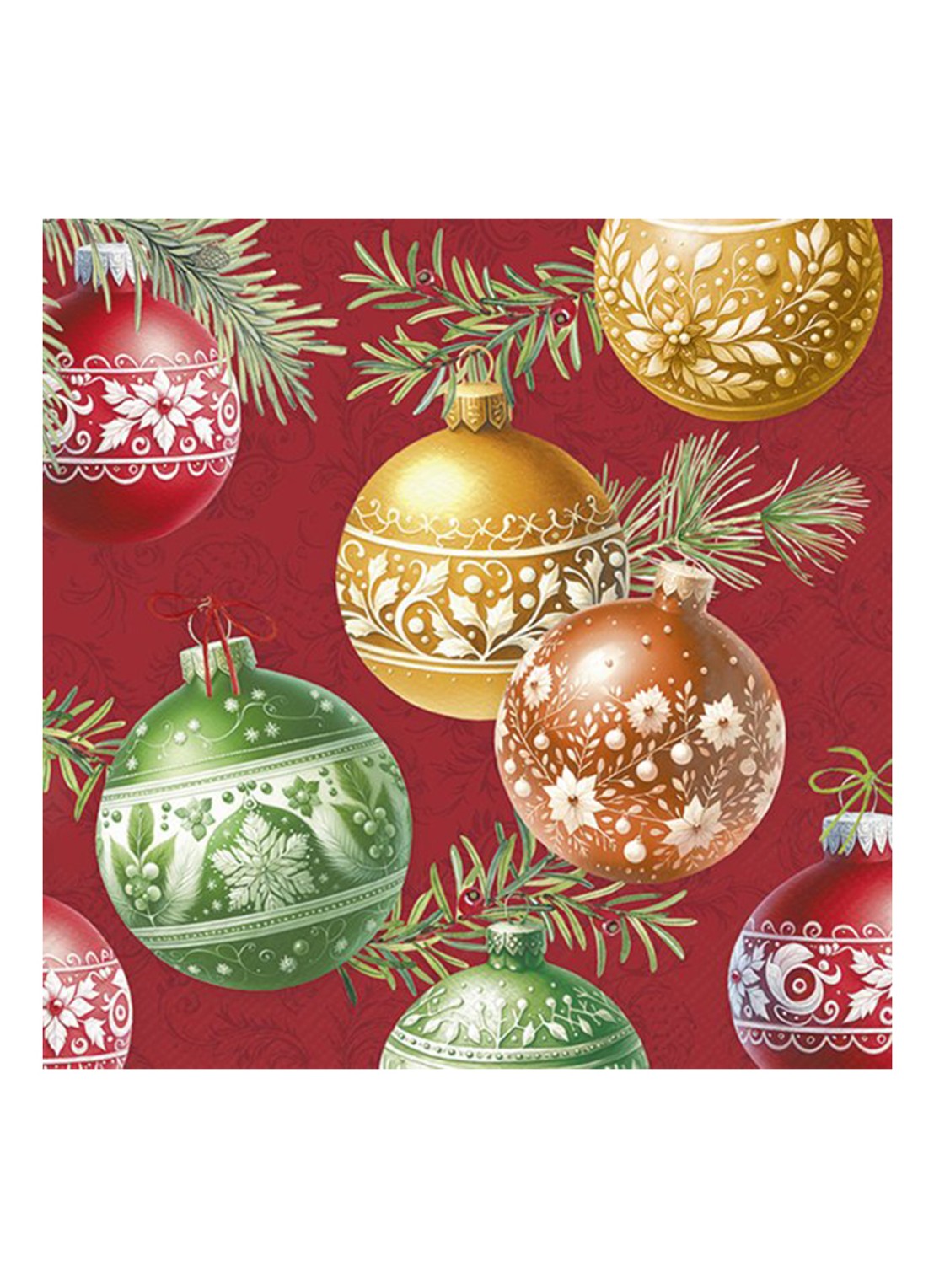 Ihr Ideal Home Christmas Bubbles servetten 33 x 33 cm - voorkant rood