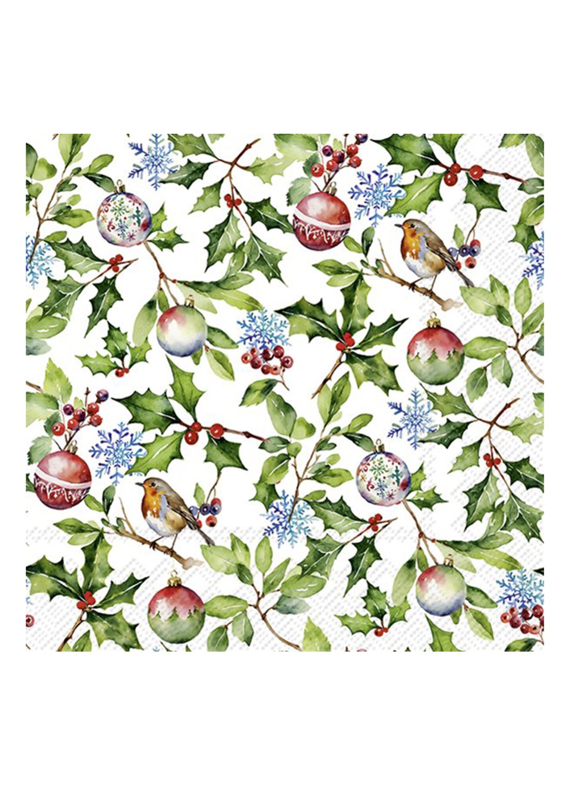 Ihr Ideal Home Christmas Holly servetten 33 x 33 cm - voorkant groen