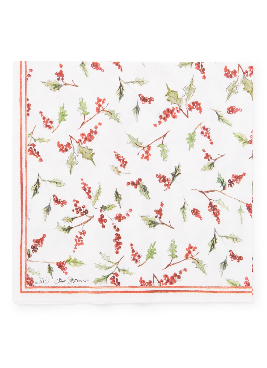 Ihr Ideal Home Christmas Ilex Berries servetten 33 x 33 cm - voorkant rood