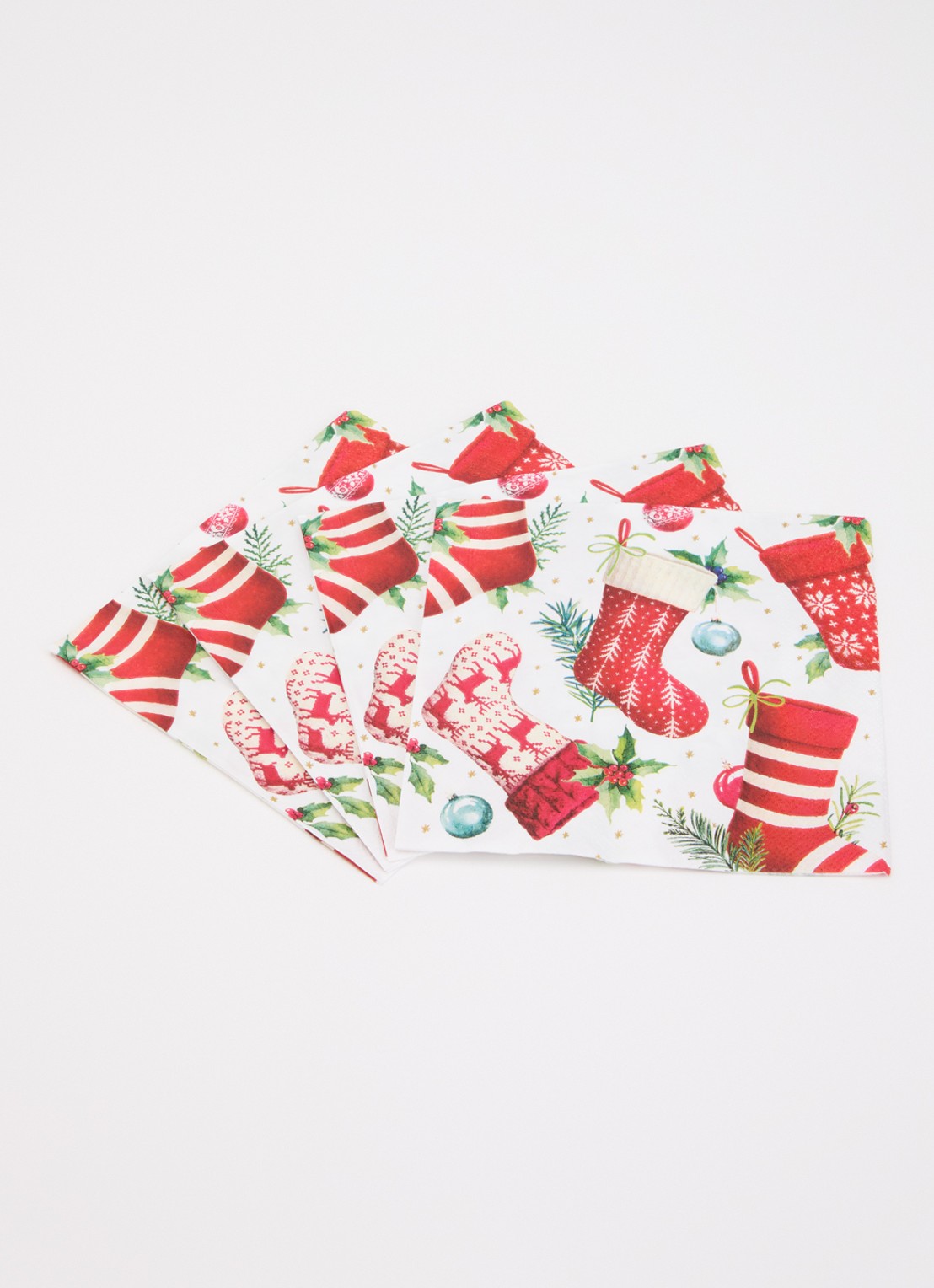 Ihr Ideal Home Christmas Stockings servetten 33 x 33 cm - voorkant 2 wit