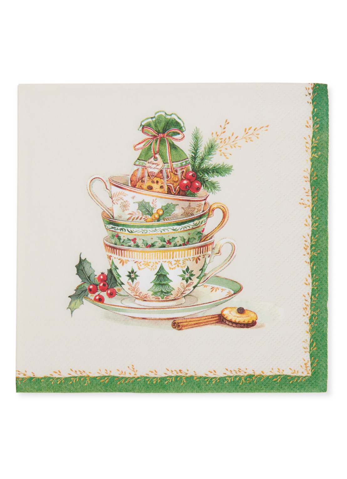 Ihr Ideal Home Festive Tea Time servetten 33 x 33 cm - voorkant creme