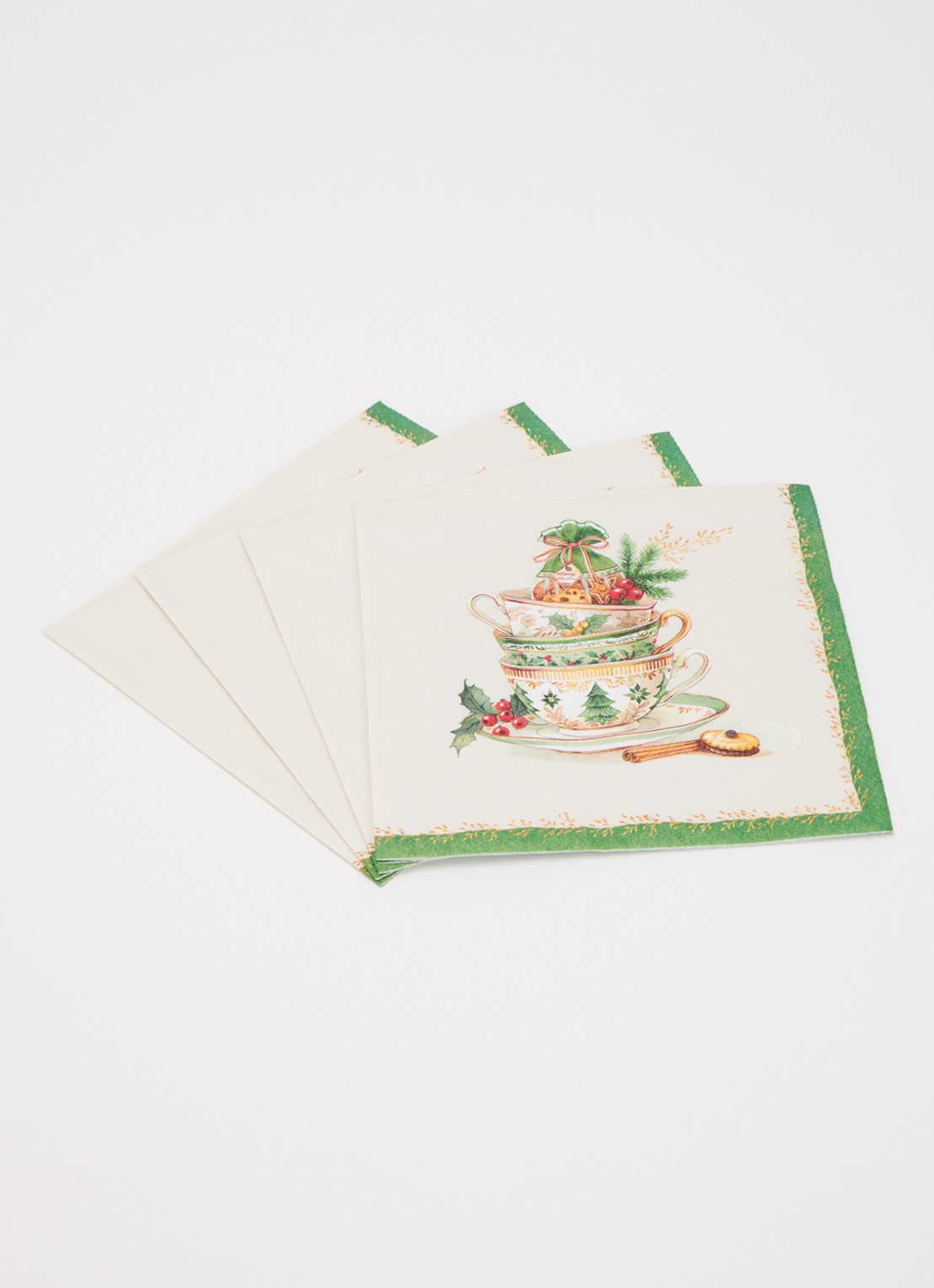 Ihr Ideal Home Festive Tea Time servetten 33 x 33 cm - voorkant 2 creme