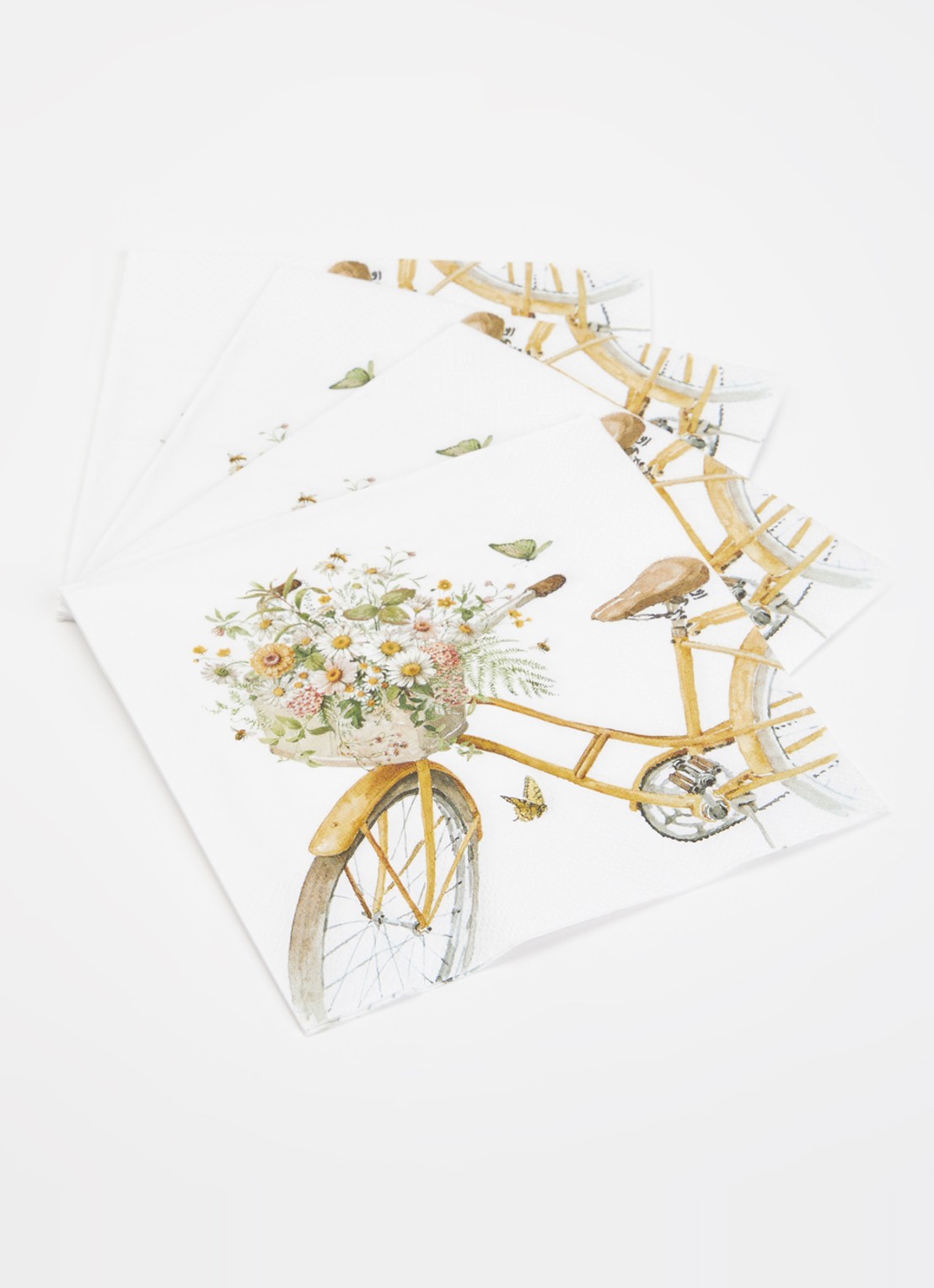 Ihr Ideal Home Flower Bike servetten 33 x 33 cm  - voorkant 2 bruin