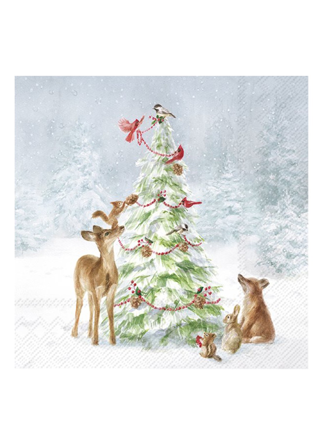 Ihr Ideal Home Friends in Snow servetten 33 cm x 33 cm - voorkant groen