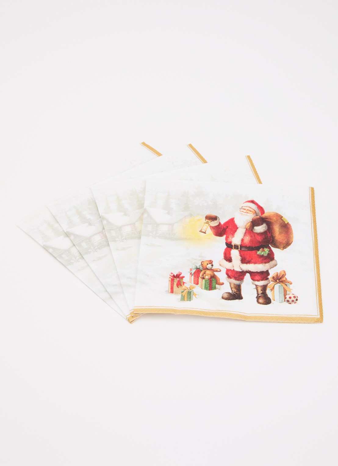 Ihr Ideal Home Happy Santa servetten 33 x 33 cm - voorkant 2 goud