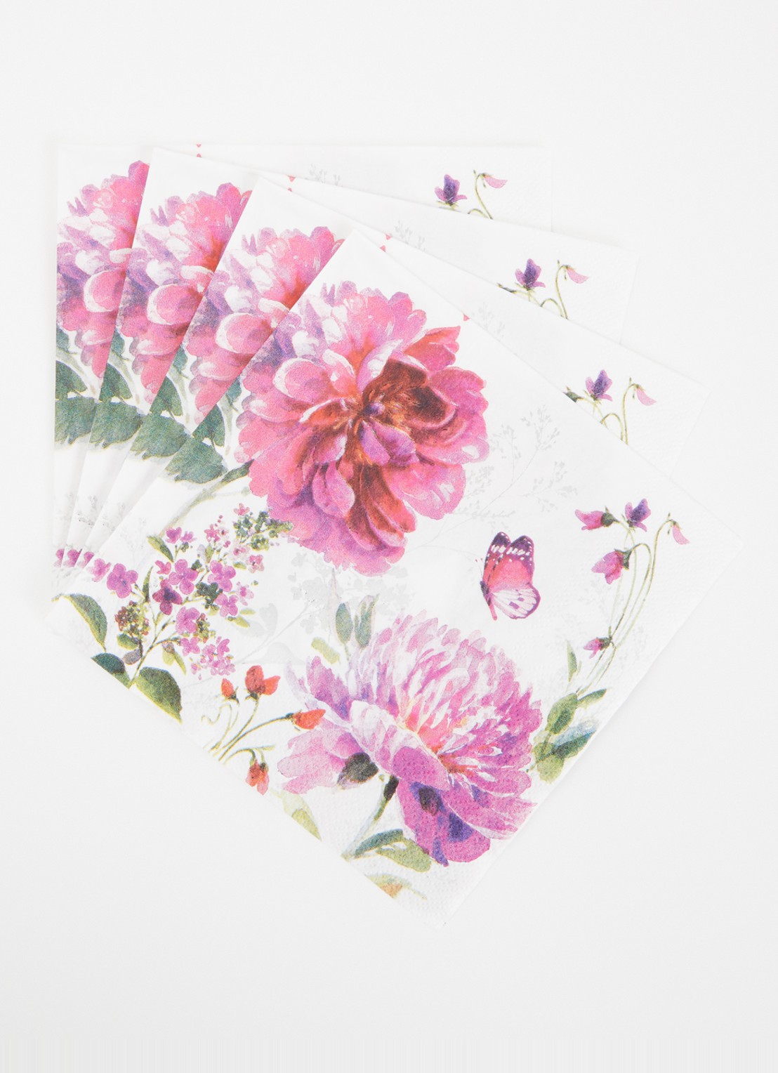 Ihr Ideal Home Jardin Rose servet 33 x 33 cm set van 20 - voorkant 2 wit