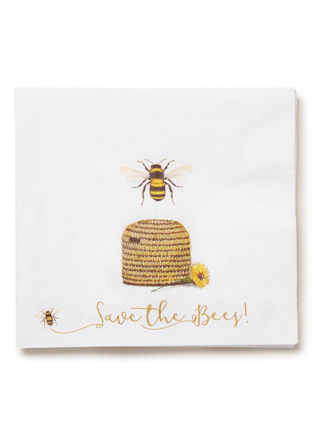Ihr Ideal Home Save The Bees servetten 33 x 33 cm - voorkant wit