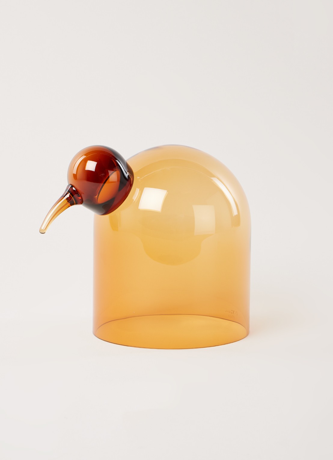 Iittala Anna vogel van glas 21 cm - voorkant 2 oranje