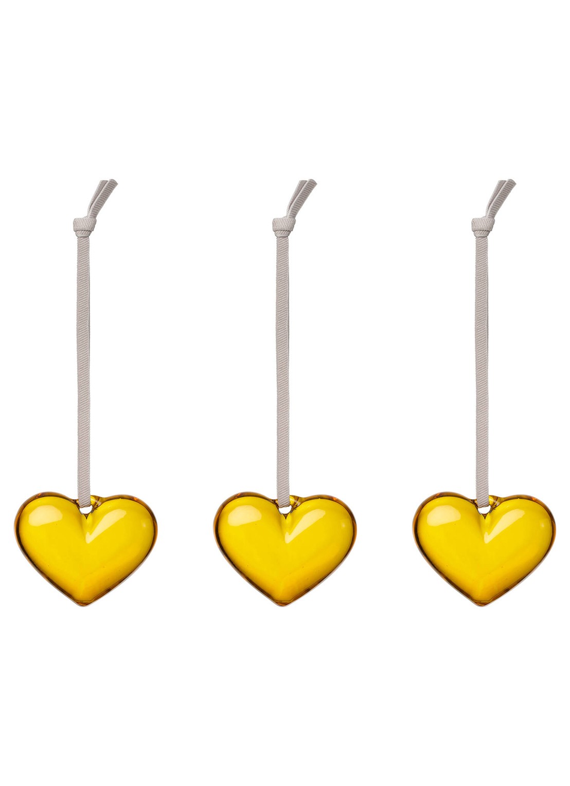 Iittala Hart hanger van glas 5 cm set van 3 - voorkant geel