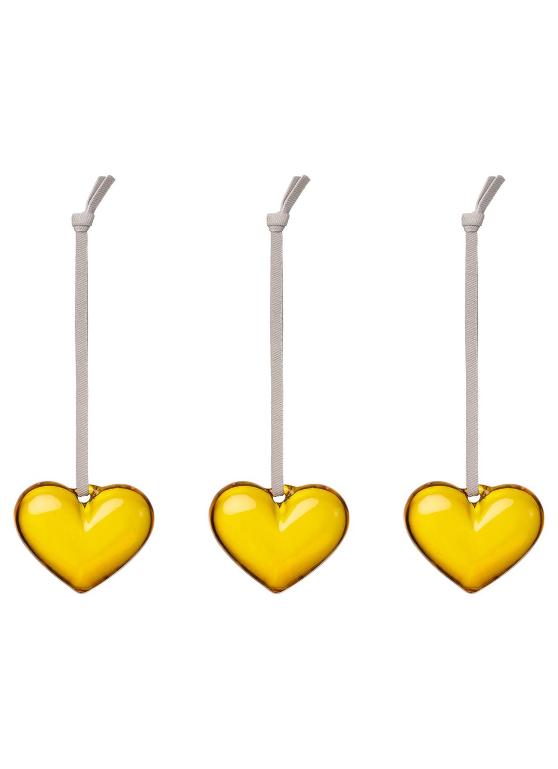 Iittala Hart hanger van glas 5 cm set van 3 - voorkant 2 geel