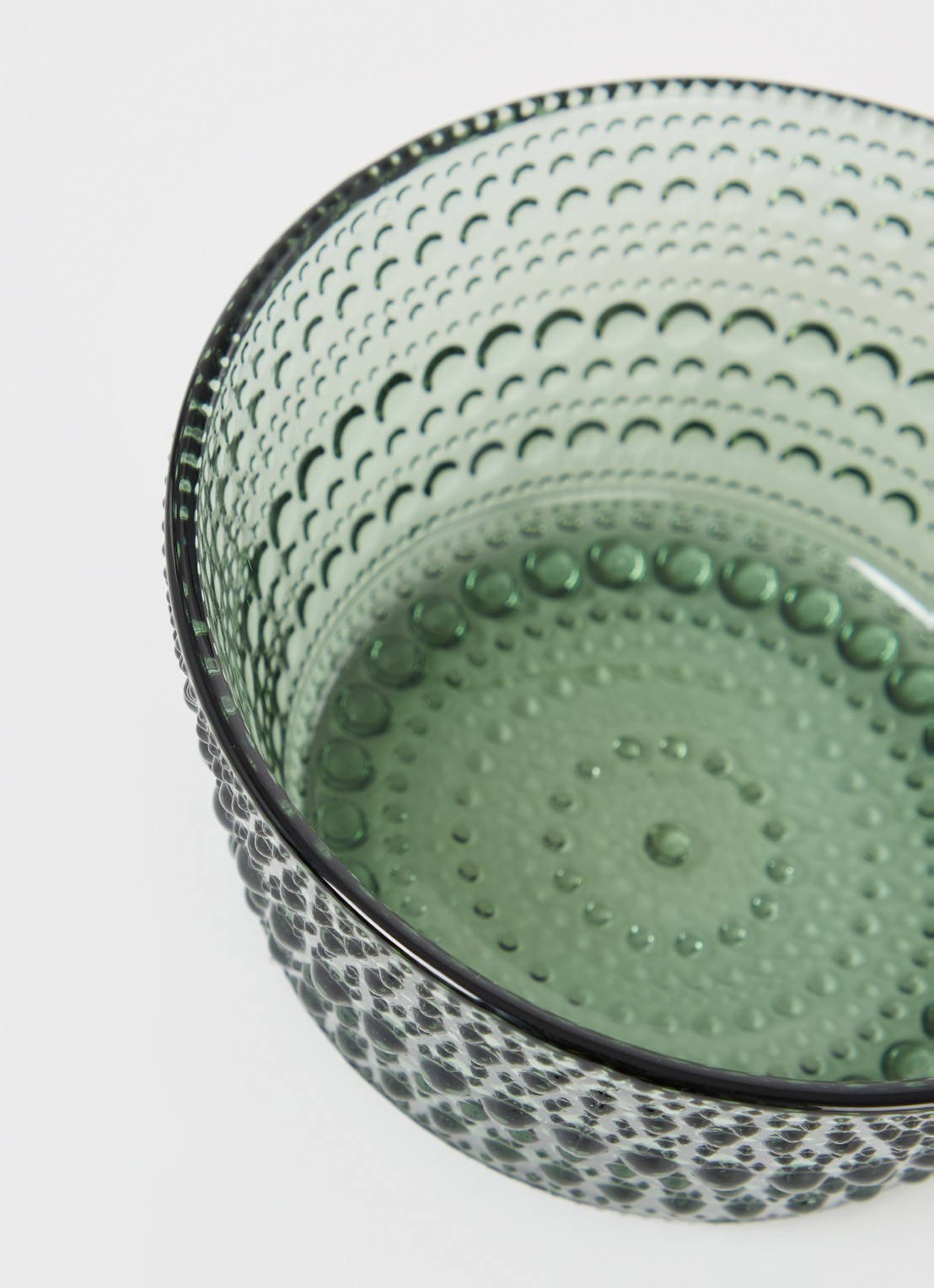 Iittala Kastehelmi kom 11 cm - voorkant 2 donkergroen