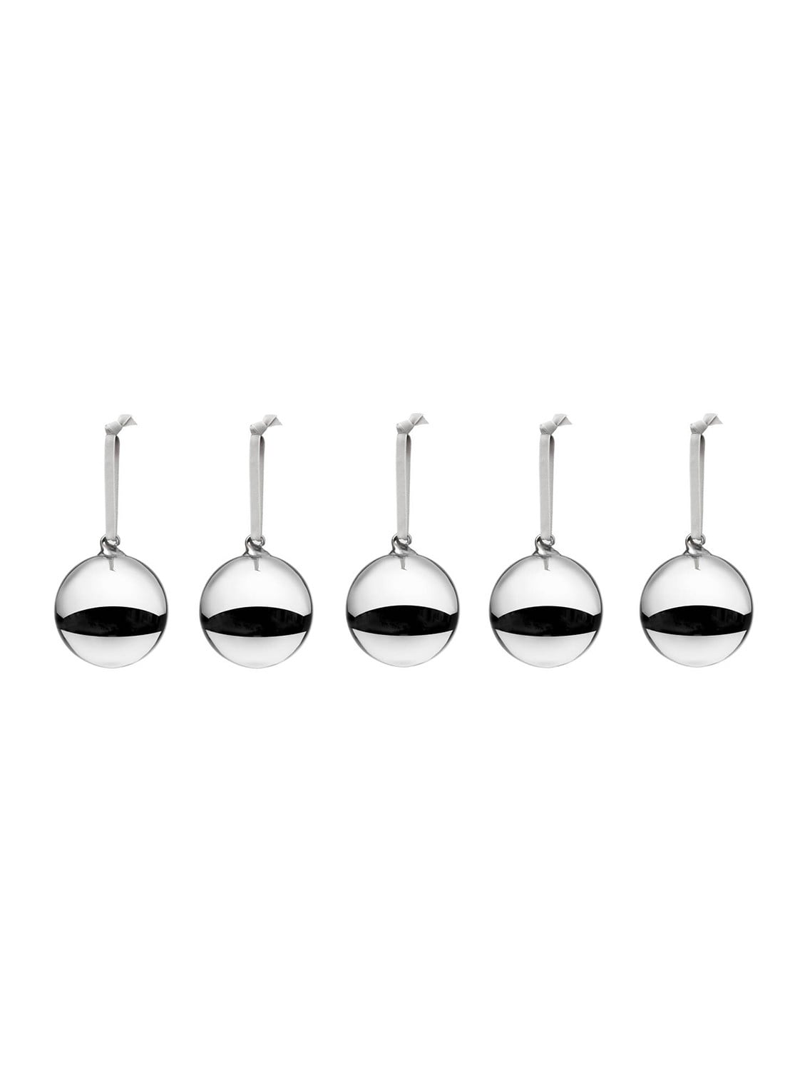 Iittala Kerstbal 8 cm set van 5 - voorkant 2 zilver
