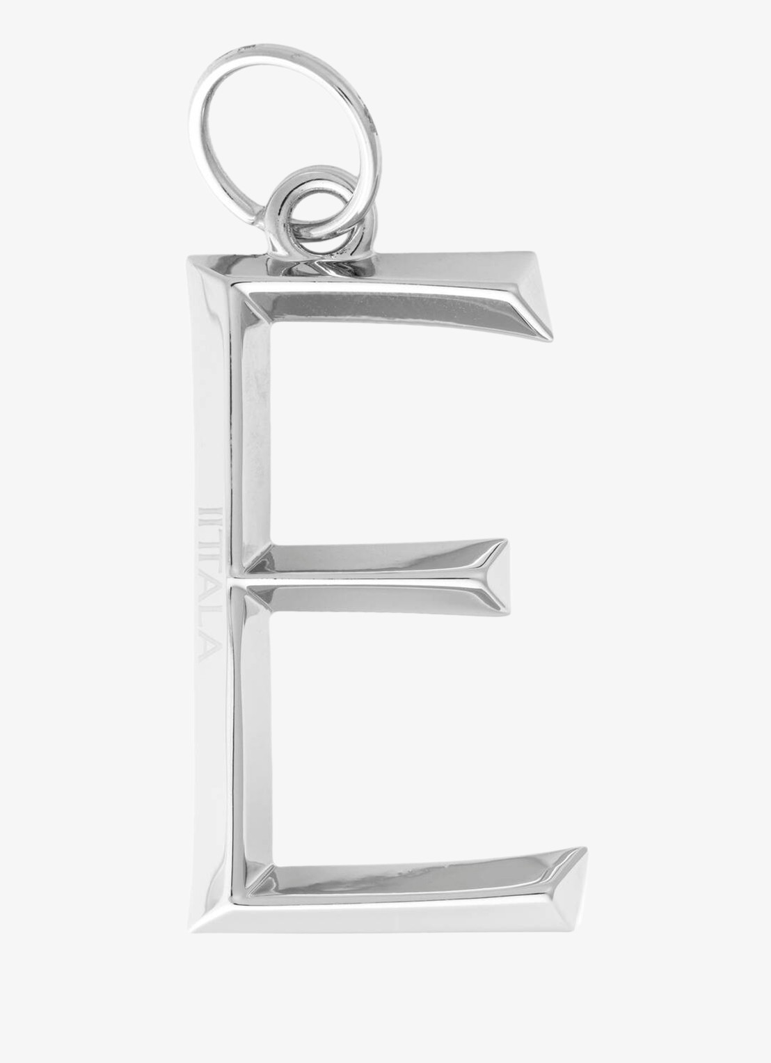 Iittala Letter E tasbedel - voorkant zilver